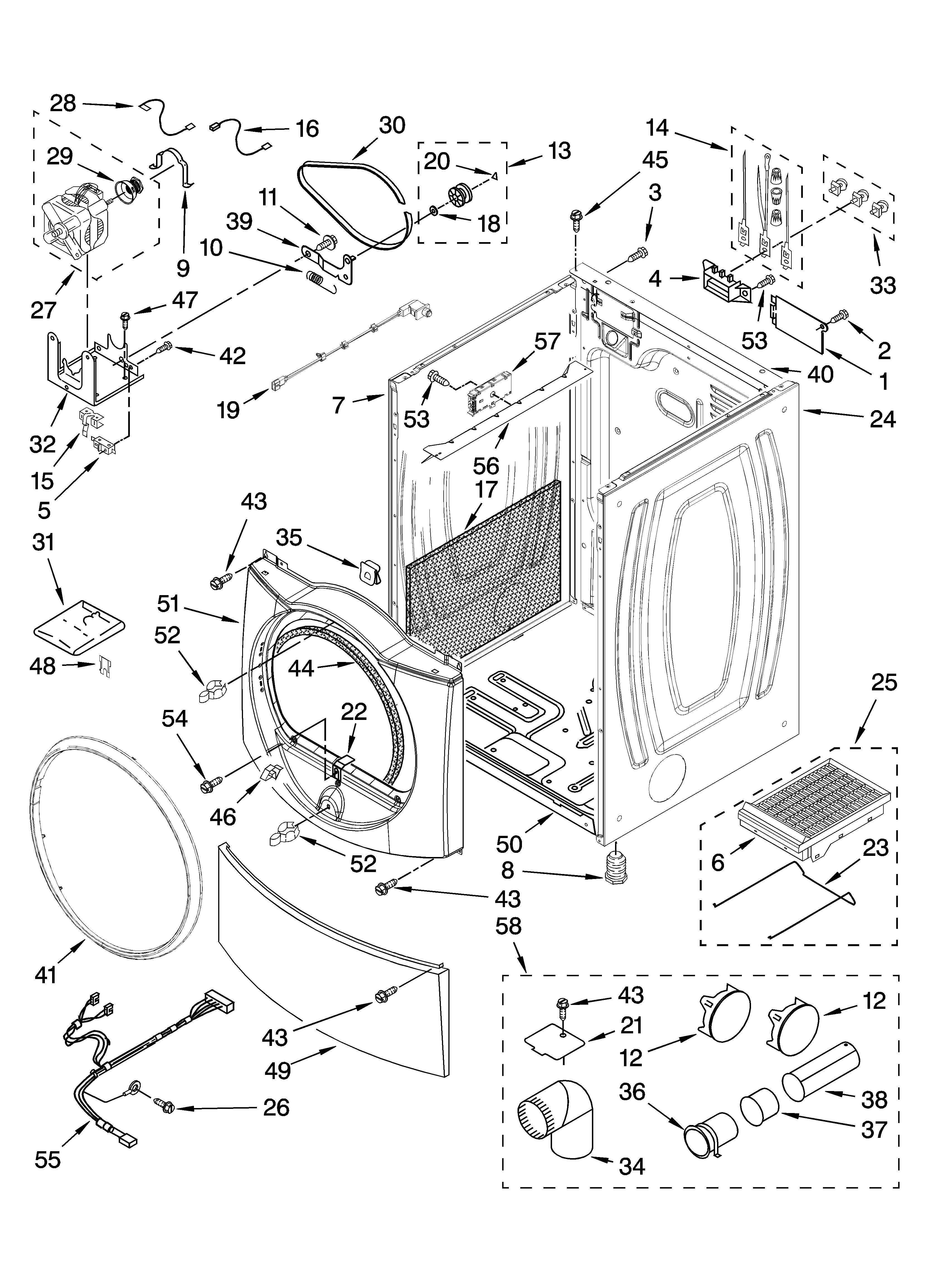 Kenmore Elite 11087739701 cabinet parts diagram