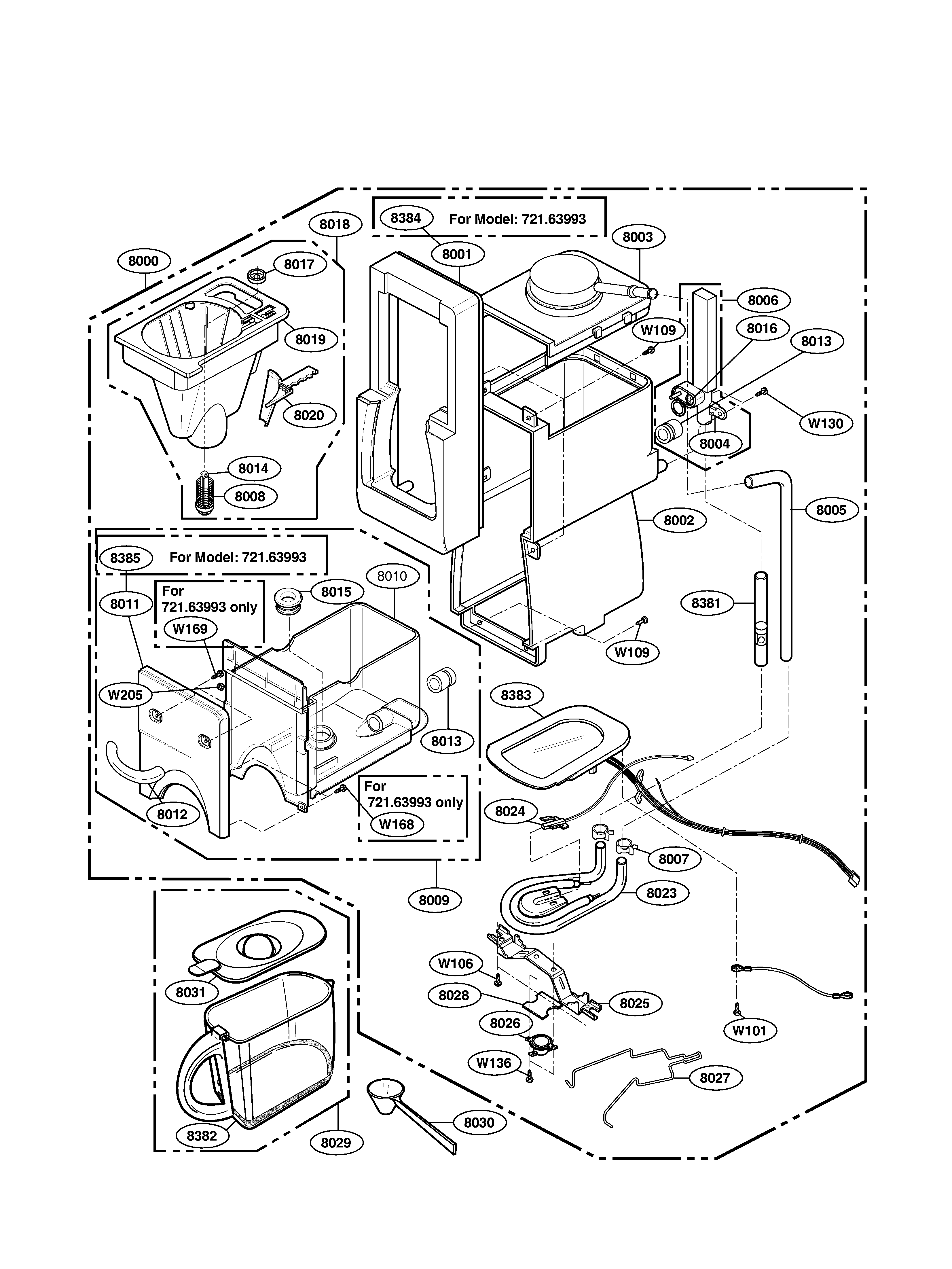 Kenmore 72163993302 coffee maker parts diagram