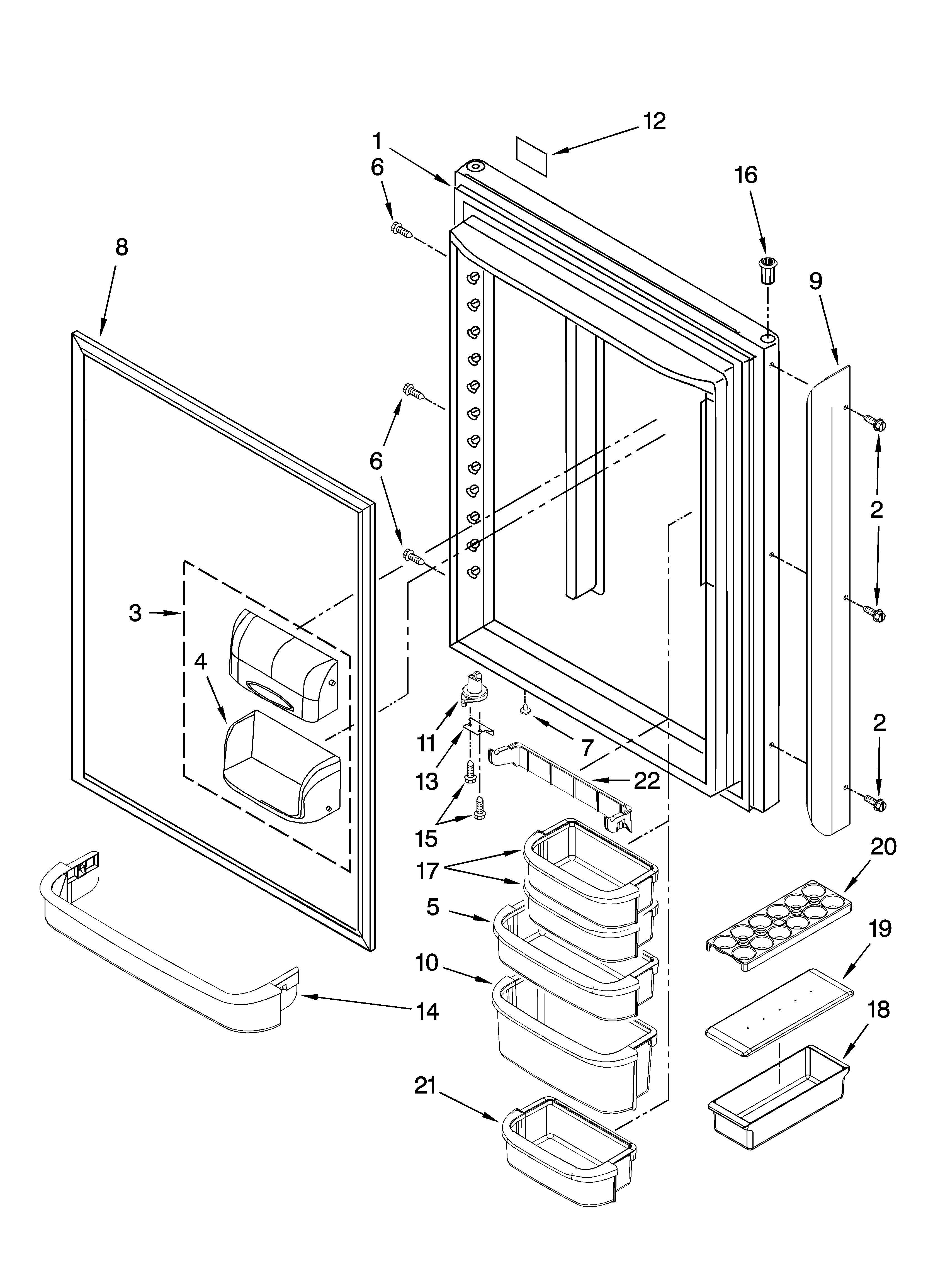 Kenmore 59667959601 refrigerator door parts diagram