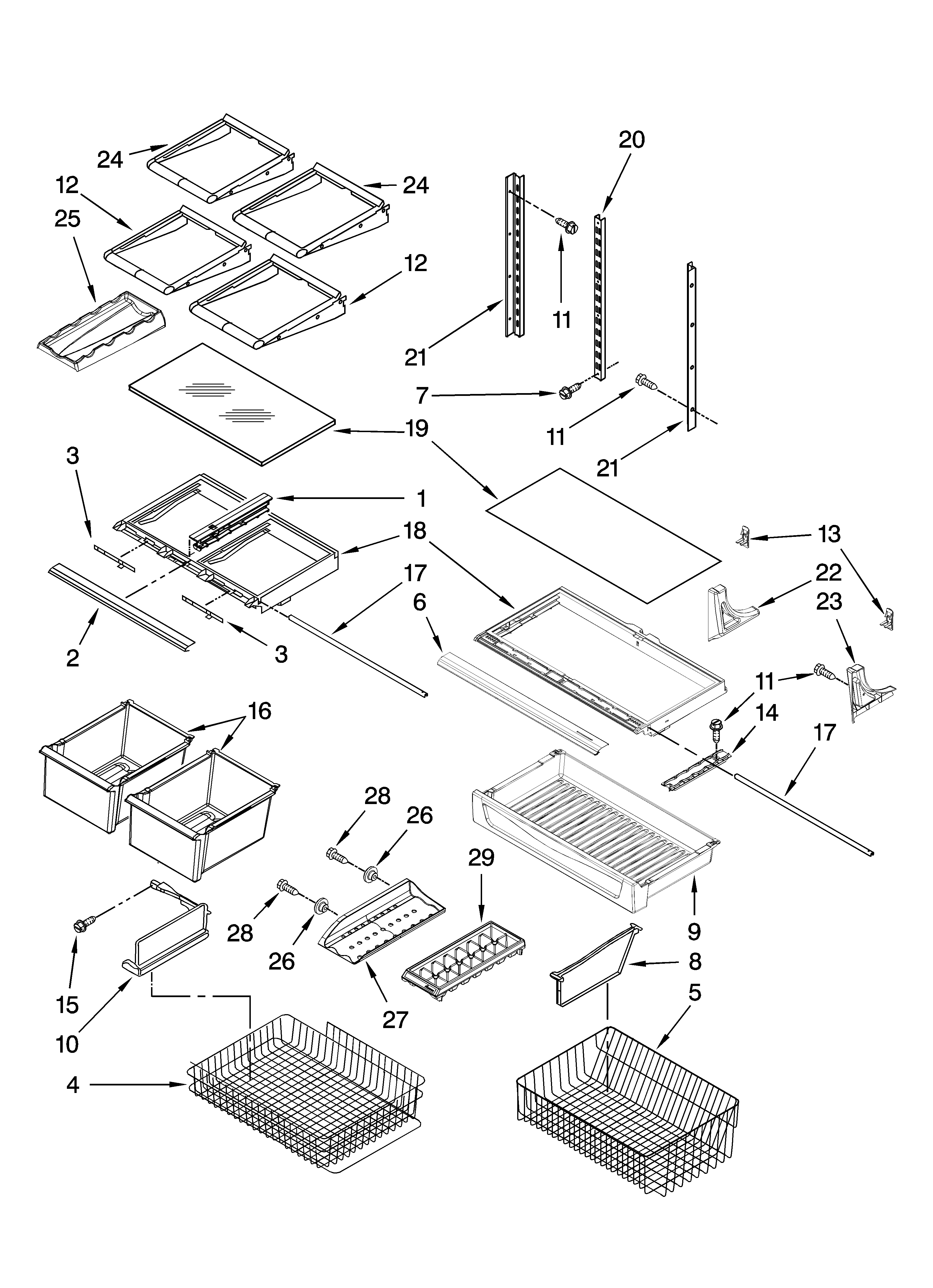 Kenmore 59667959601 shelf parts diagram