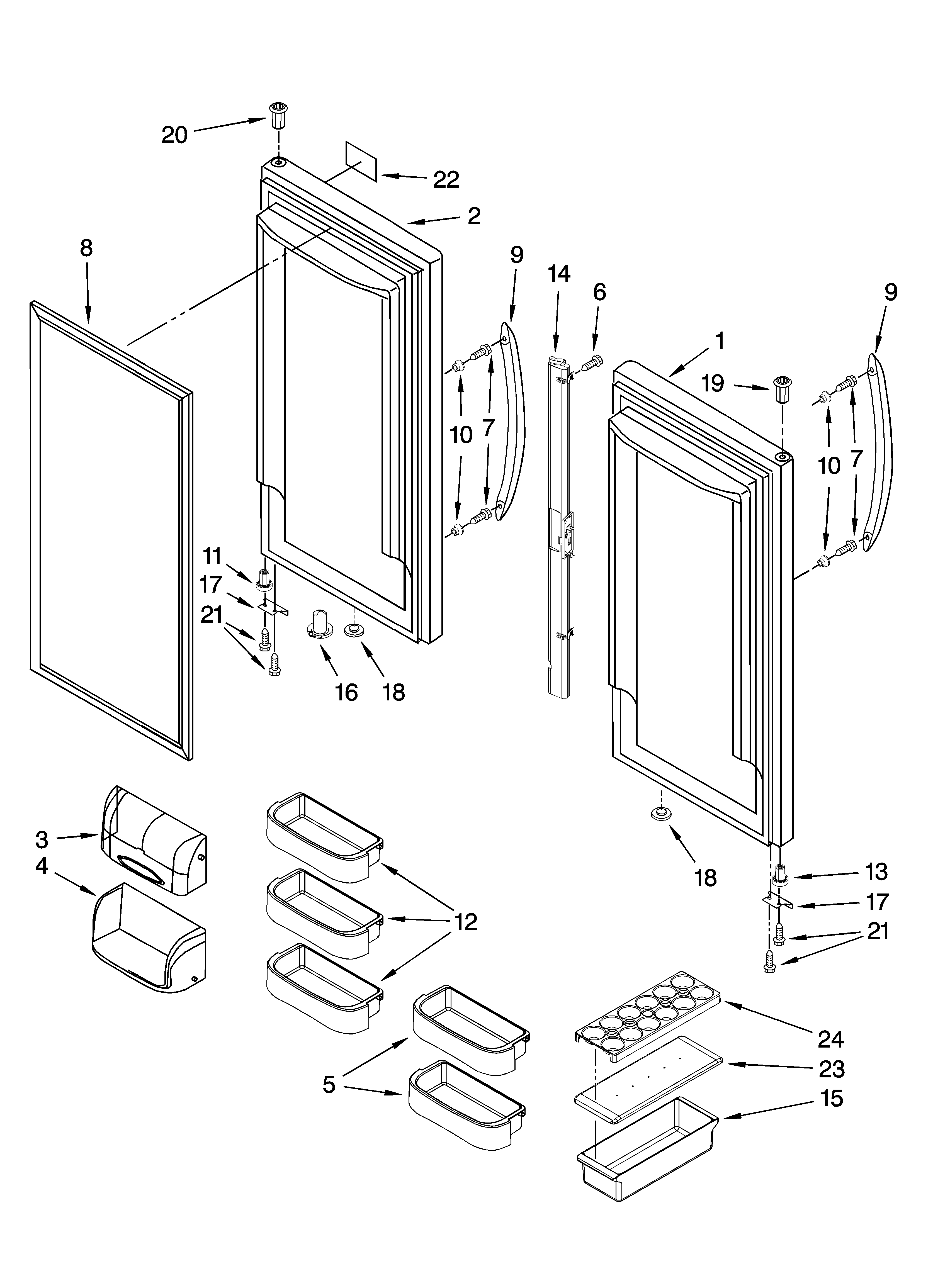 Kenmore Elite 59676602601 refrigerator door parts diagram