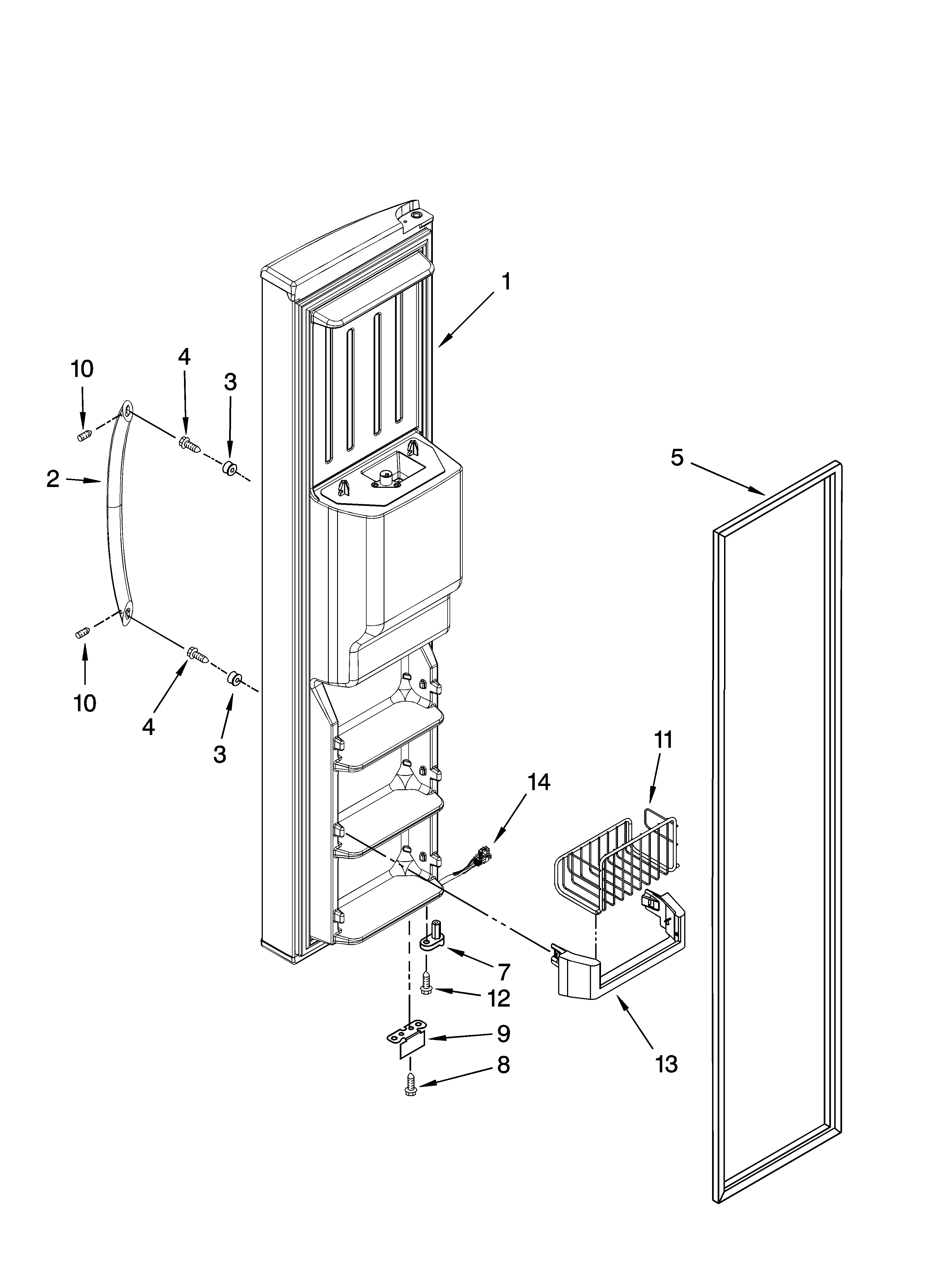 Kenmore Elite 10657713705 freezer door parts diagram