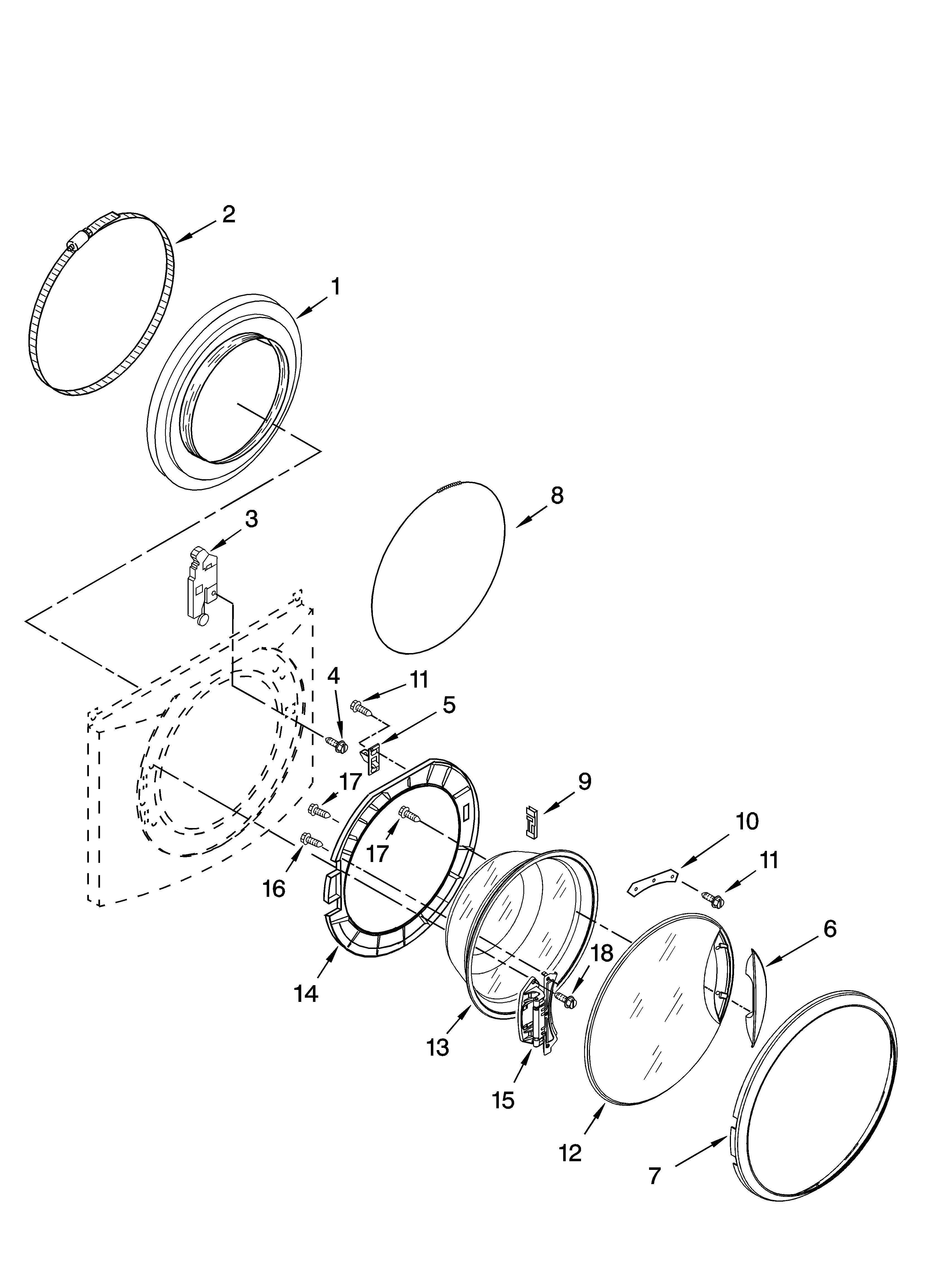 Kenmore 11047561604 door and latch parts diagram