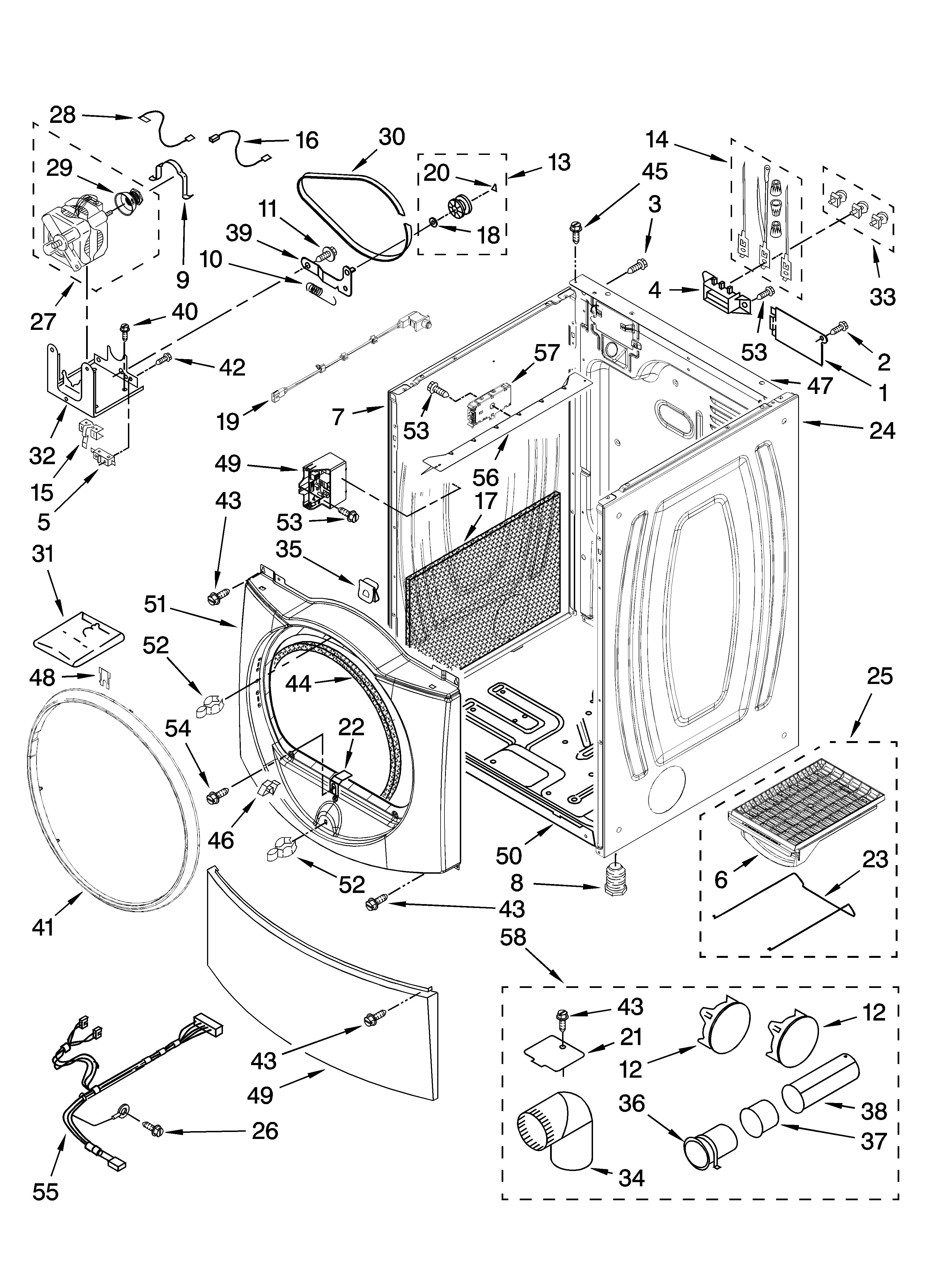 Kenmore Elite 11087751800 cabinet parts diagram