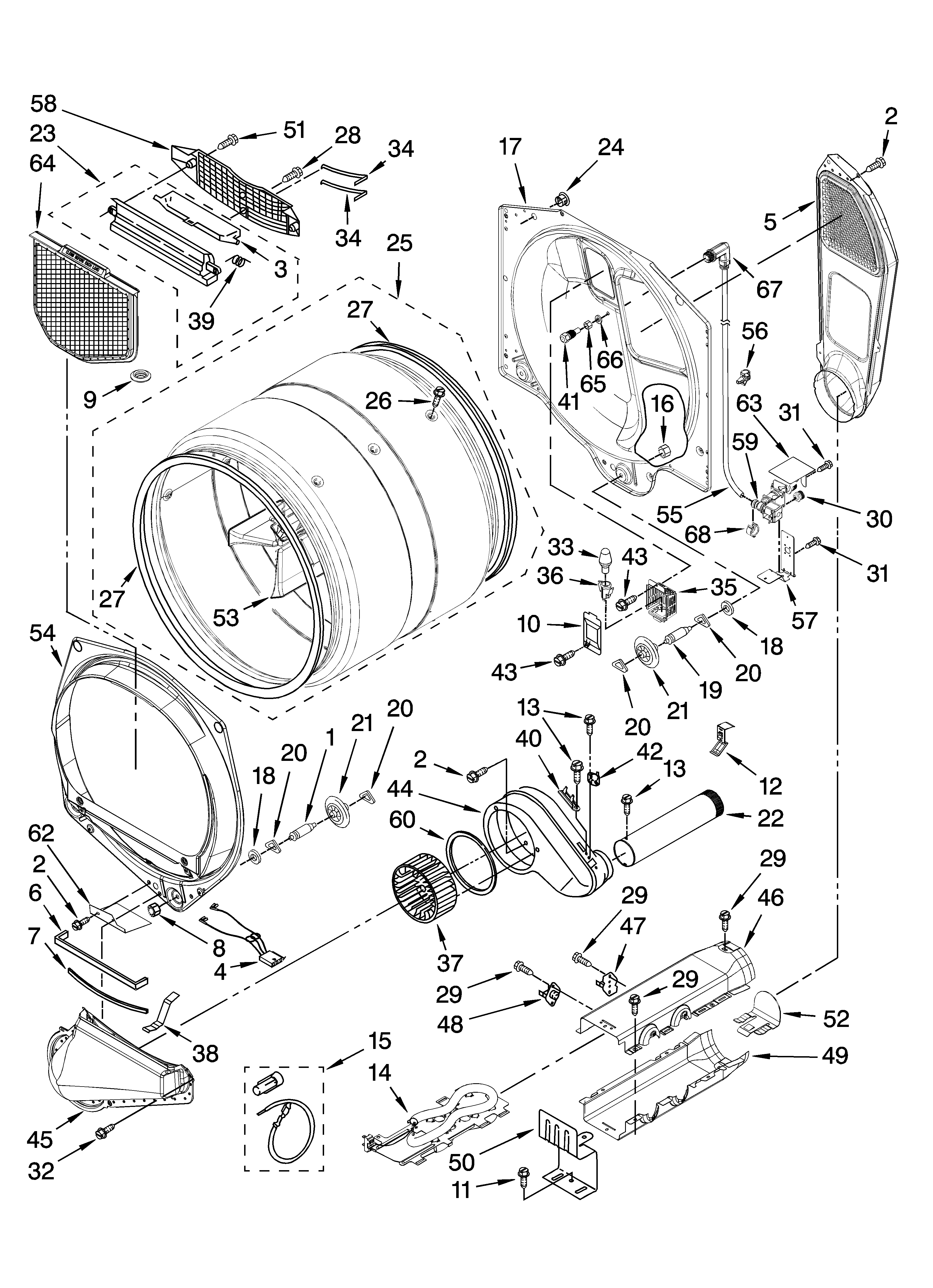 Kenmore Elite 11087751800 bulkhead parts diagram