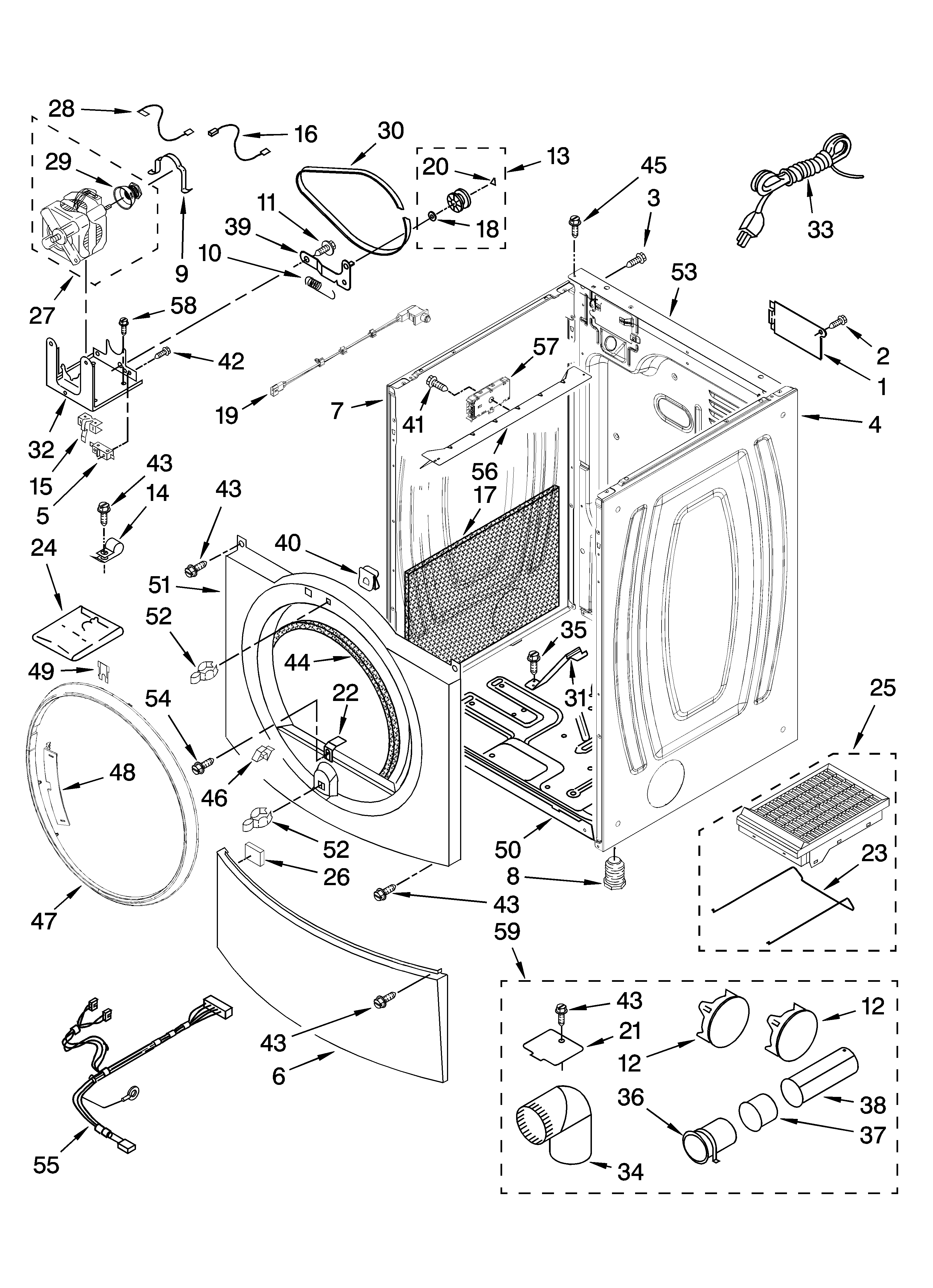 Kenmore Elite 11097739701 cabinet parts diagram