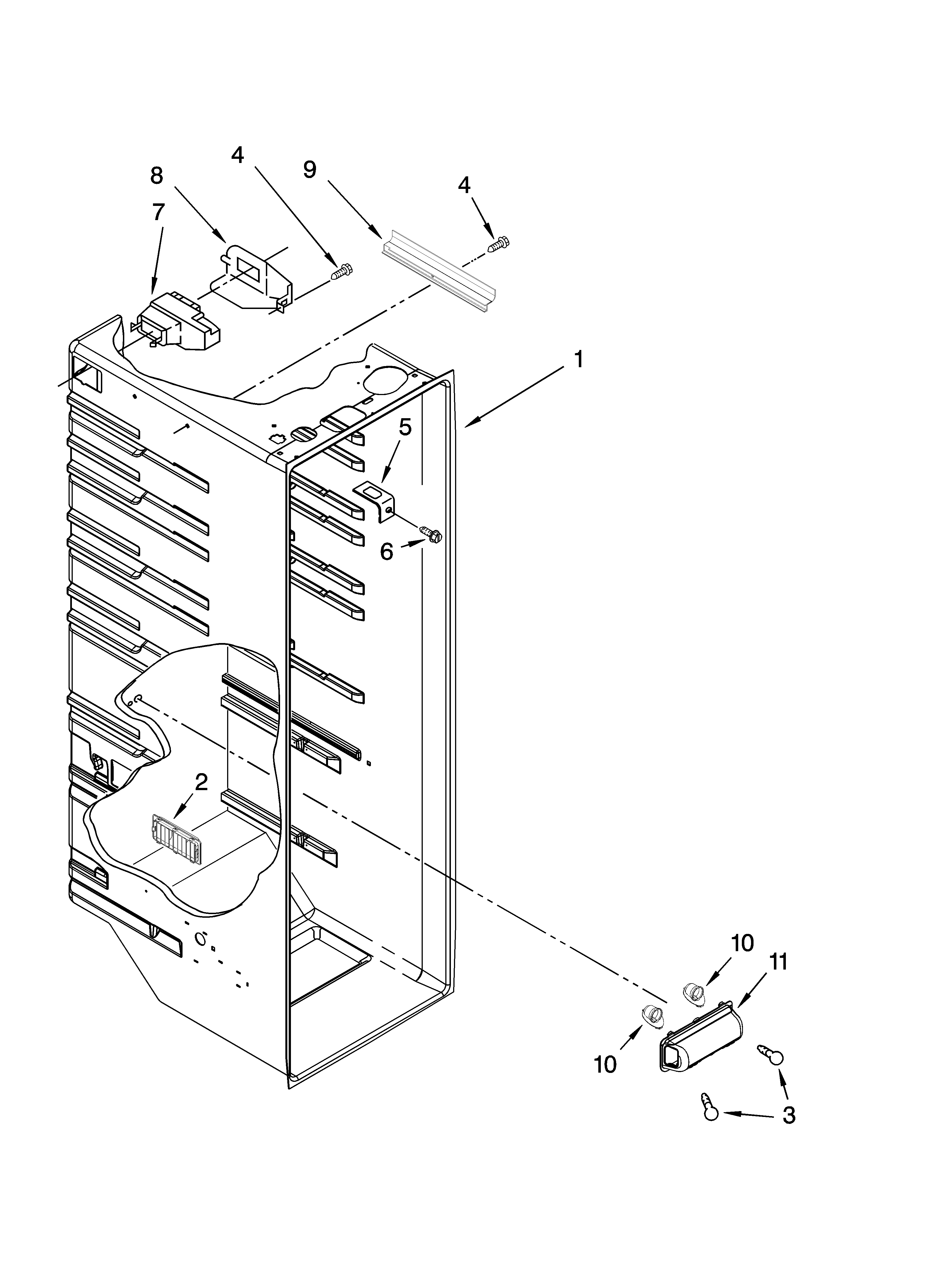 Kenmore 10641262801 refrigerator liner parts diagram