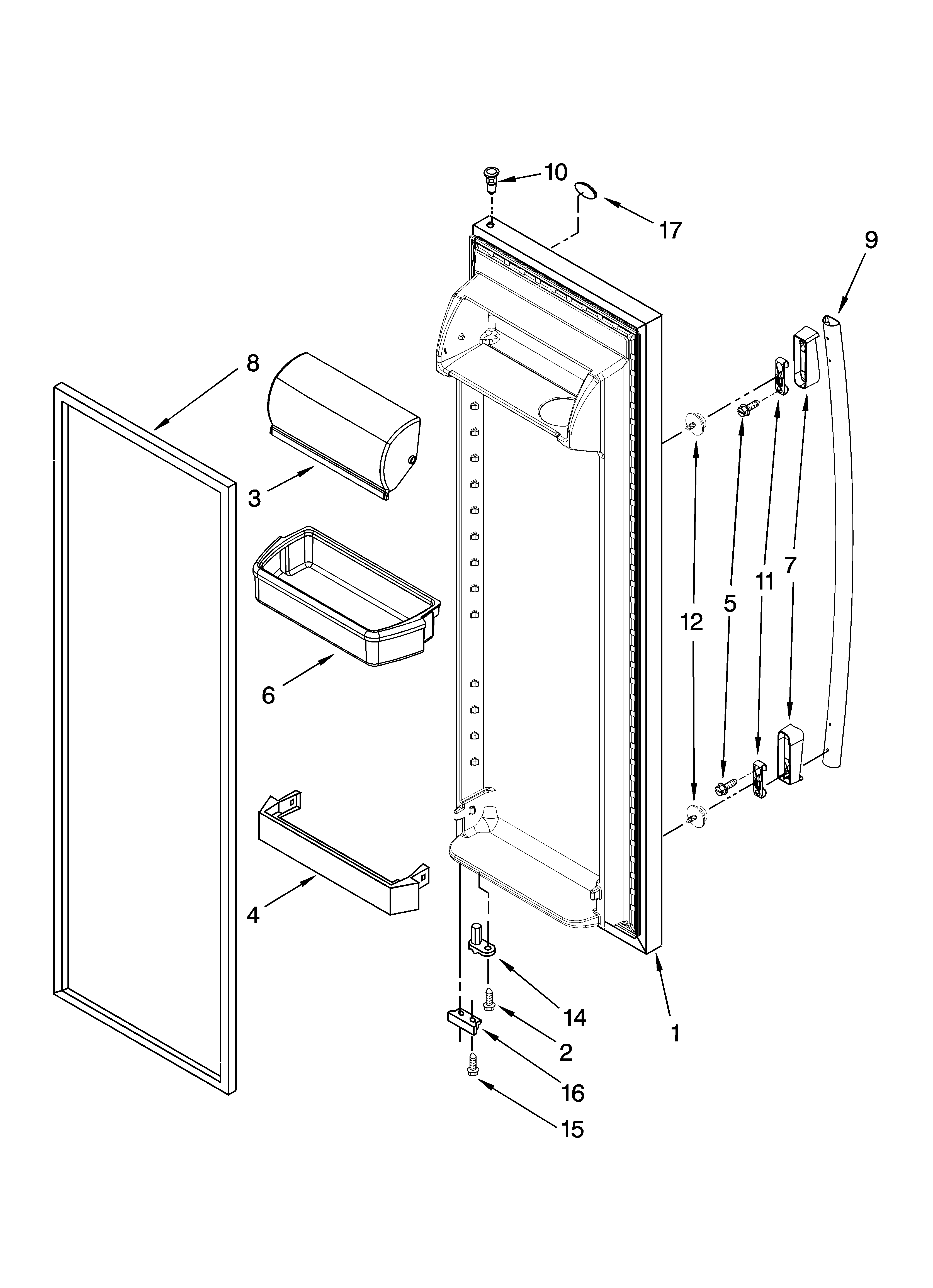 Kenmore 10641262801 refrigerator door parts diagram