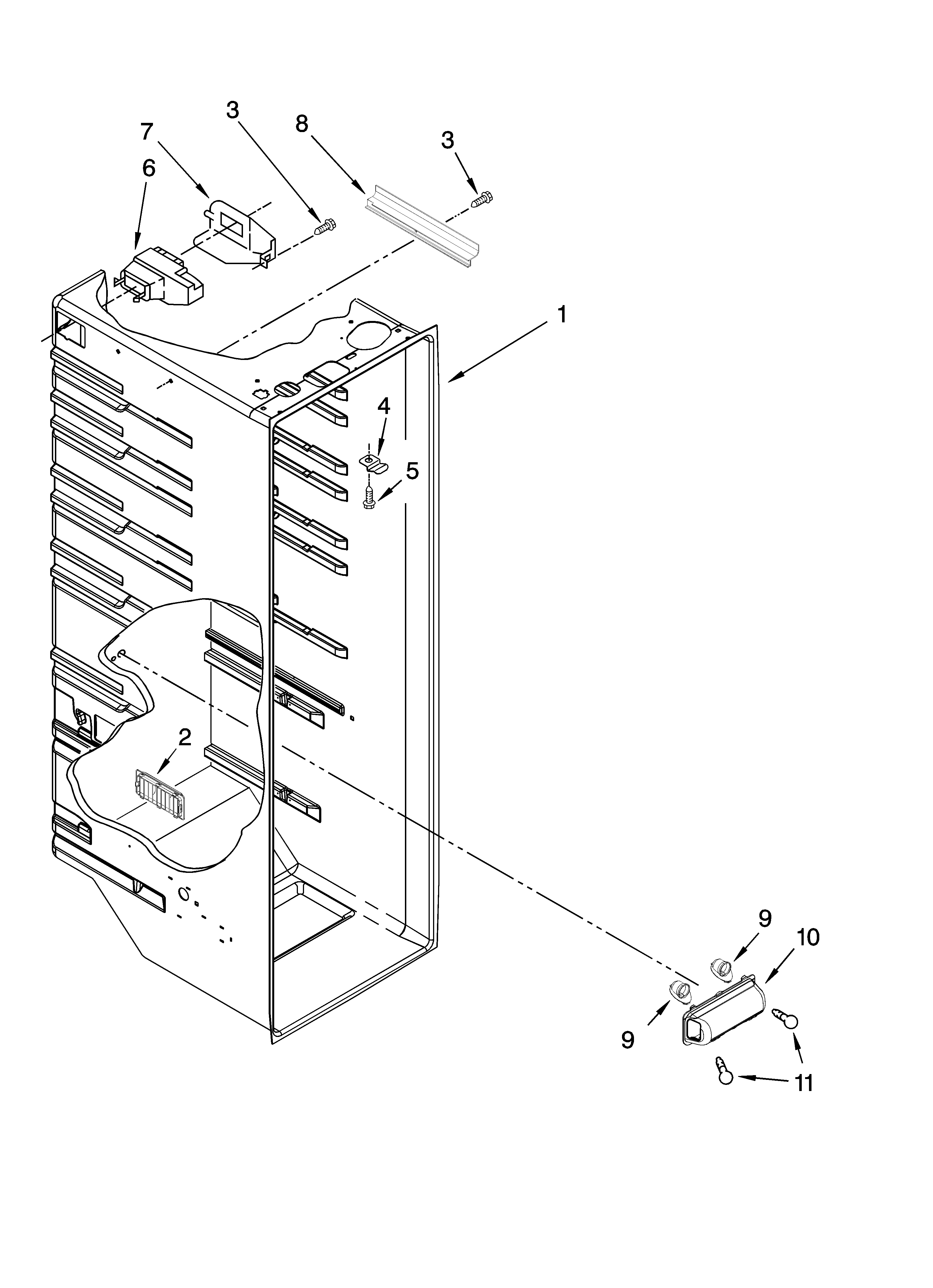 Kenmore 10649212701 refrigerator liner parts diagram