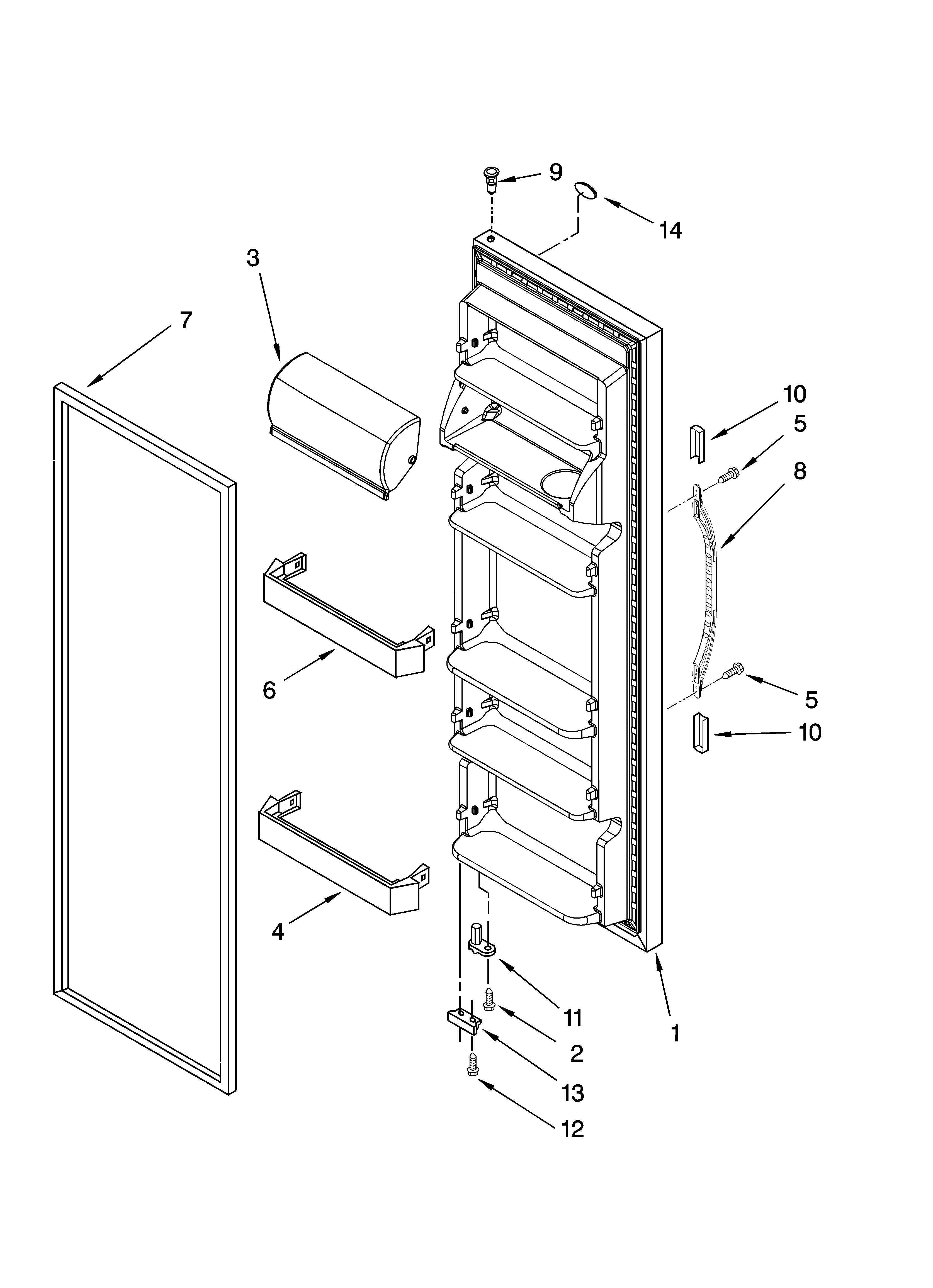 Kenmore 10649212701 refrigerator door parts diagram