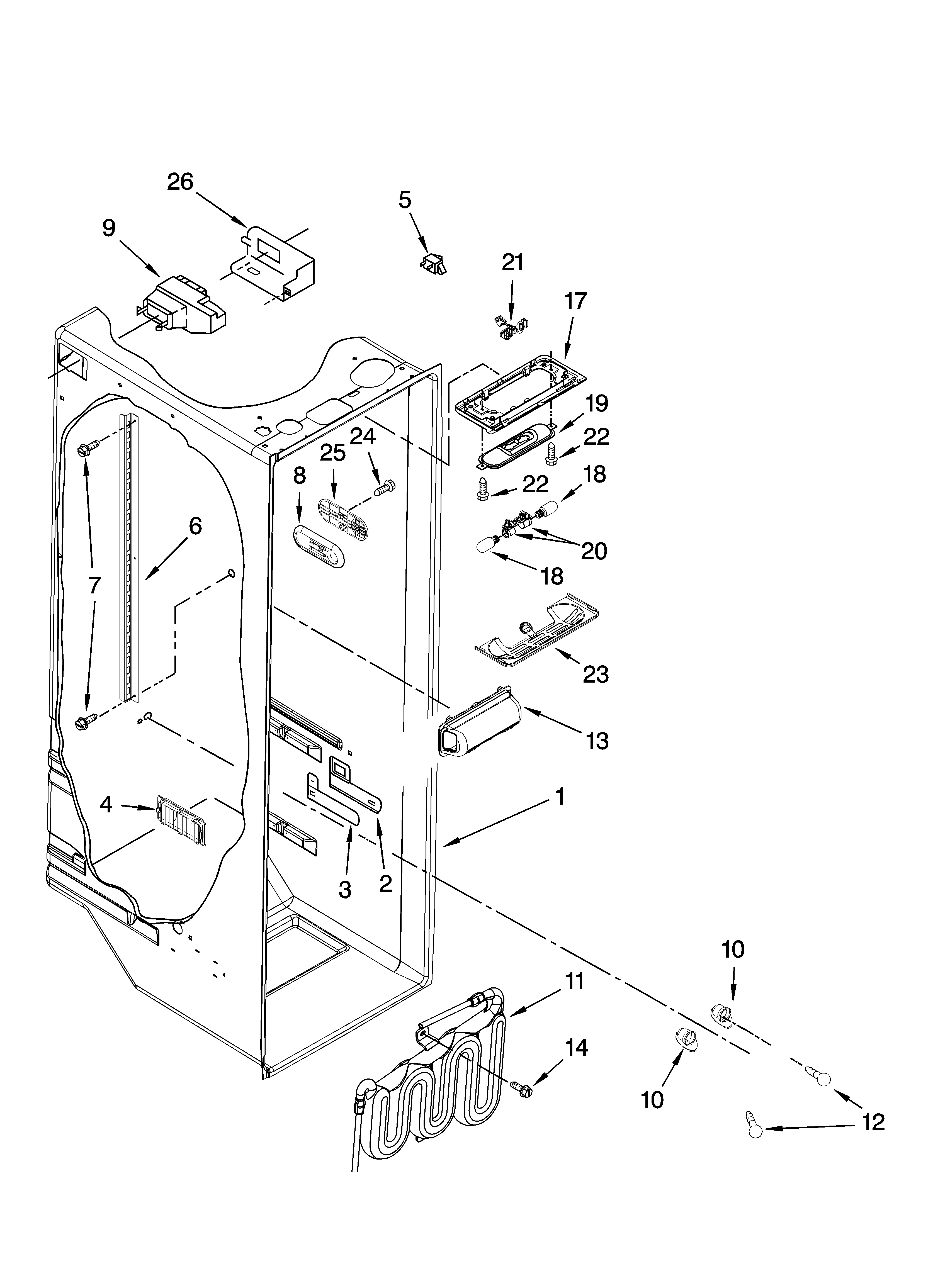 Kenmore Elite 10650454901 refrigerator liner parts diagram