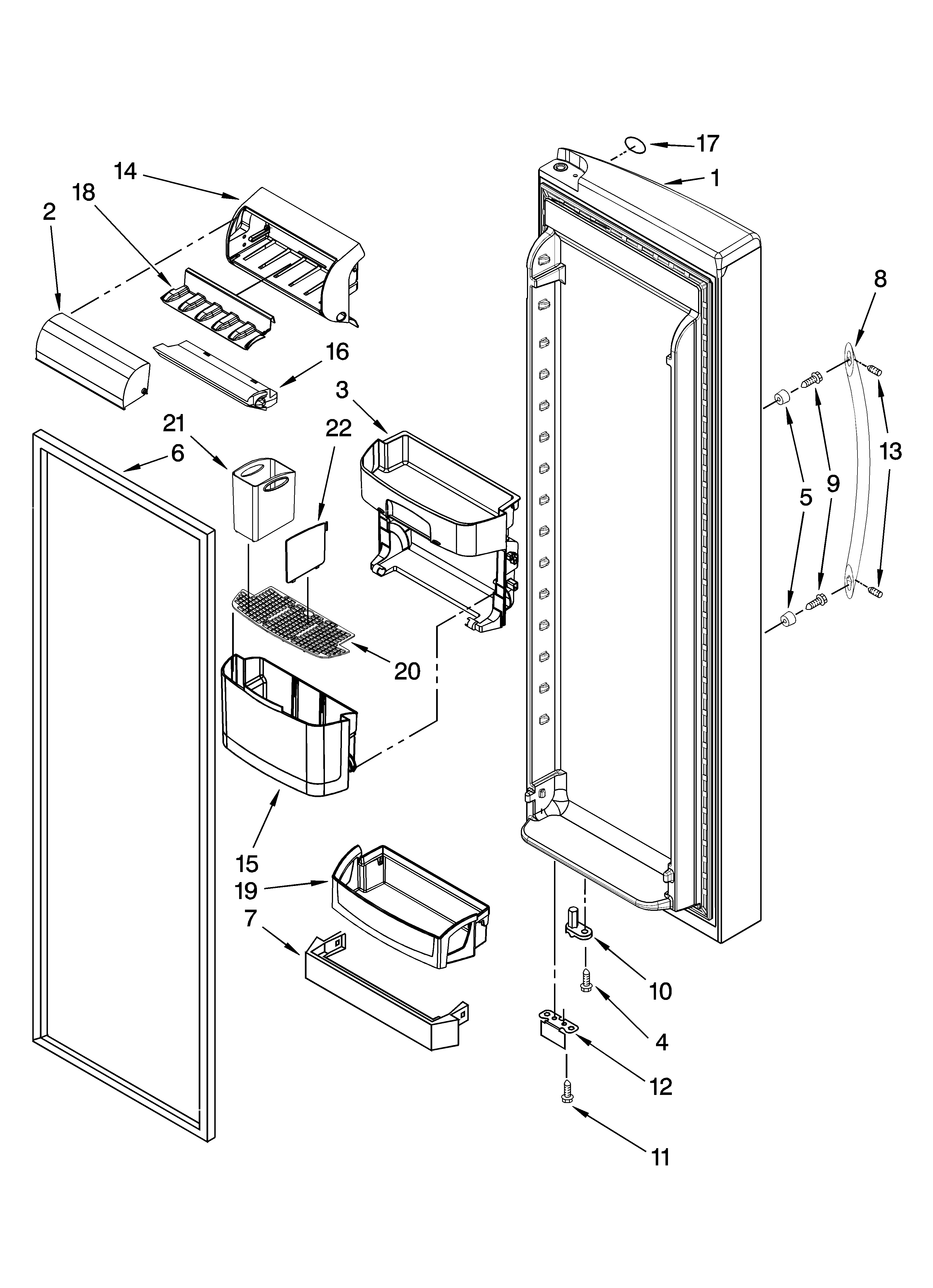 Kenmore Elite 10650454901 refrigerator door parts diagram