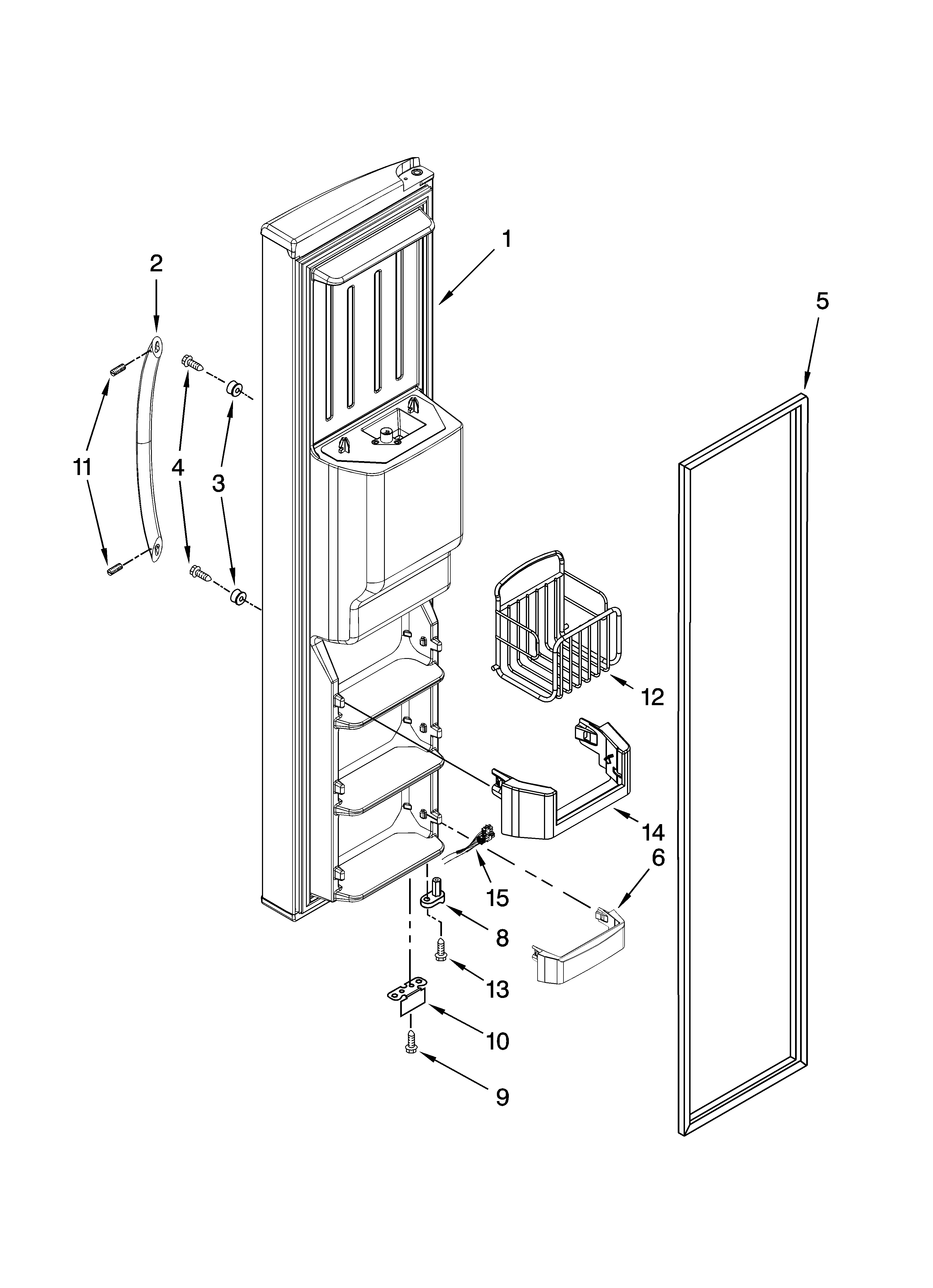 Kenmore Elite 10657782705 freezer door parts diagram