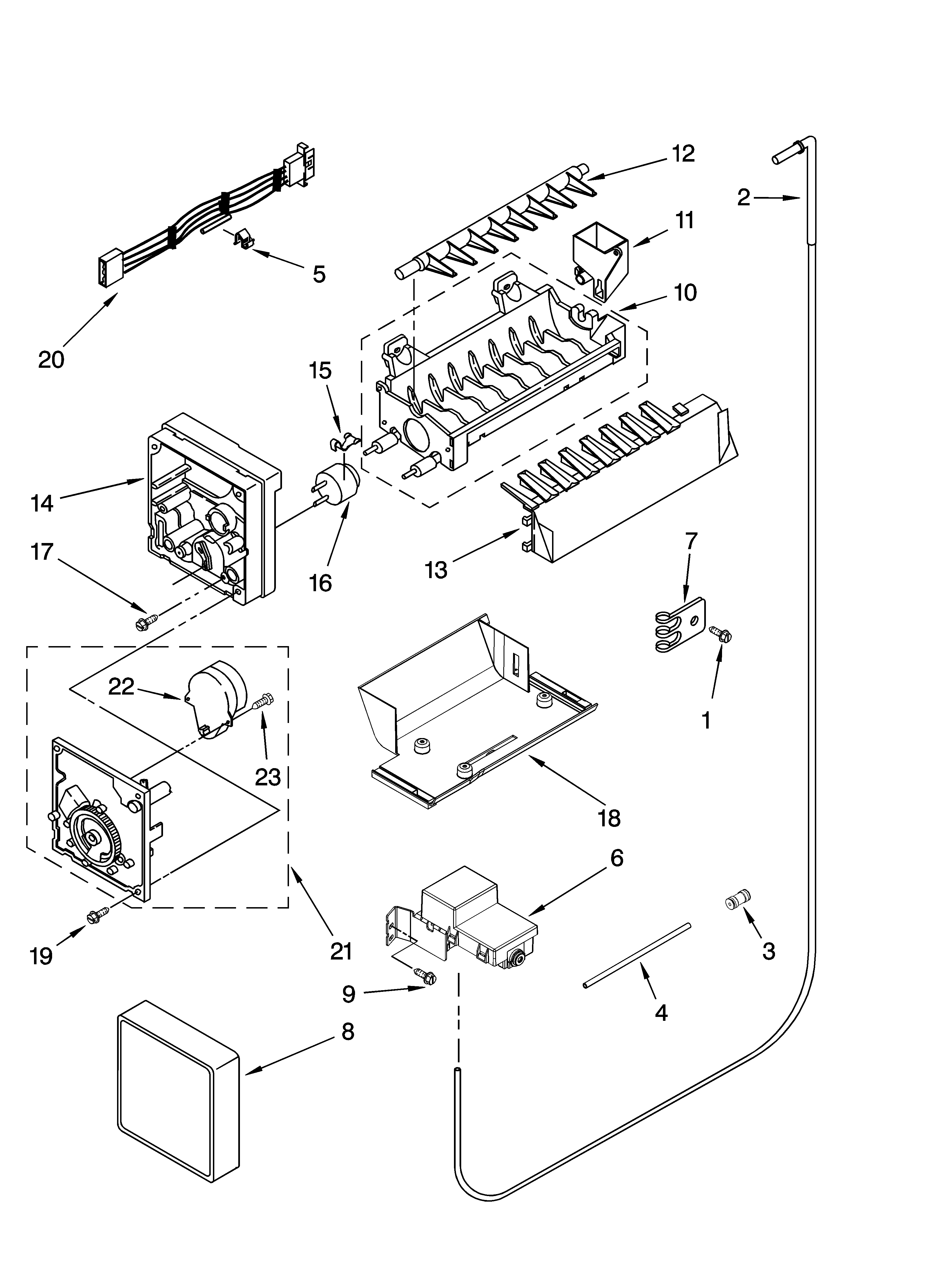 Kenmore Elite 10657782705 icemaker parts, optional parts diagram