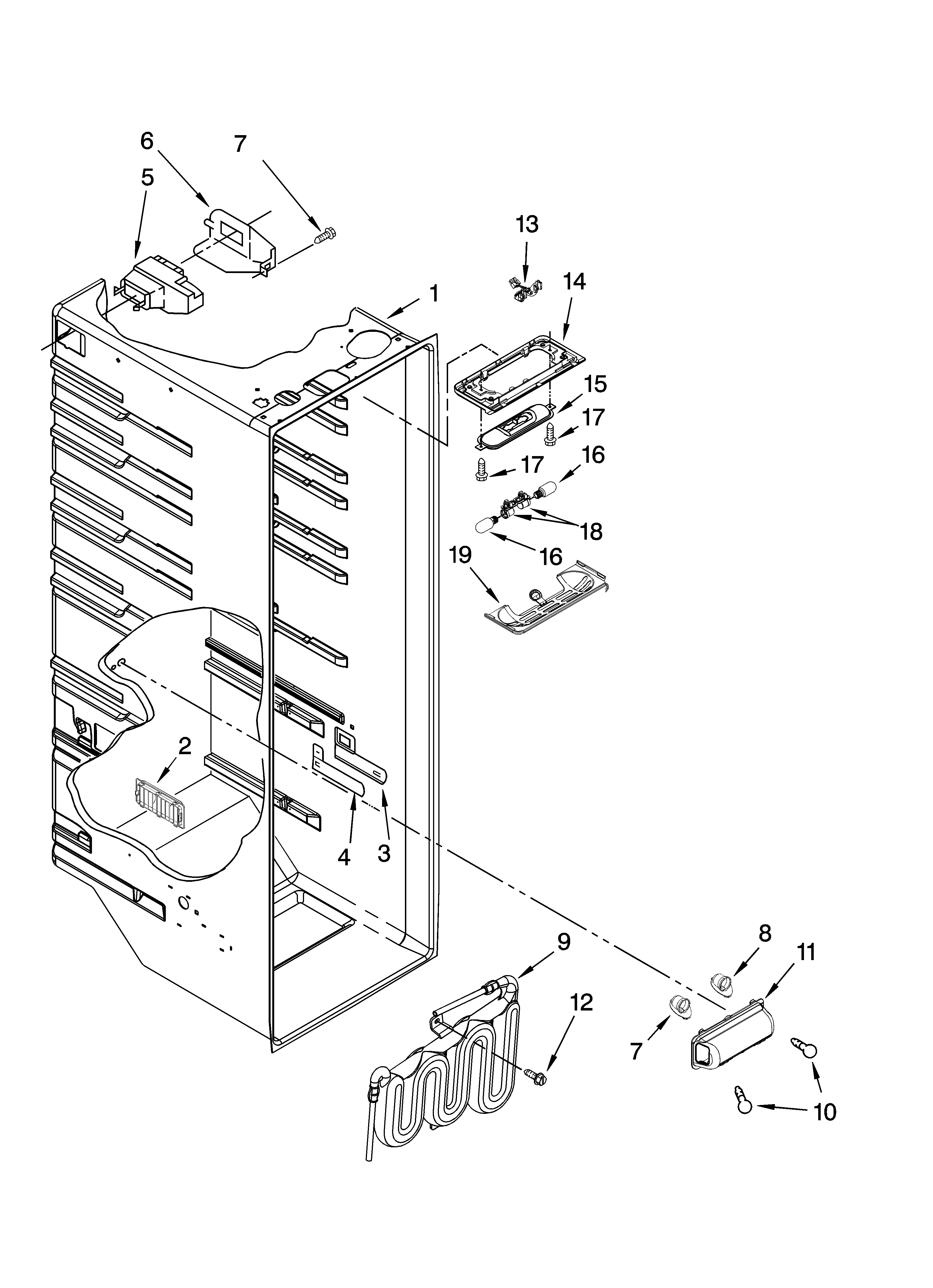 Kenmore Elite 10657872801 refrigerator liner parts diagram