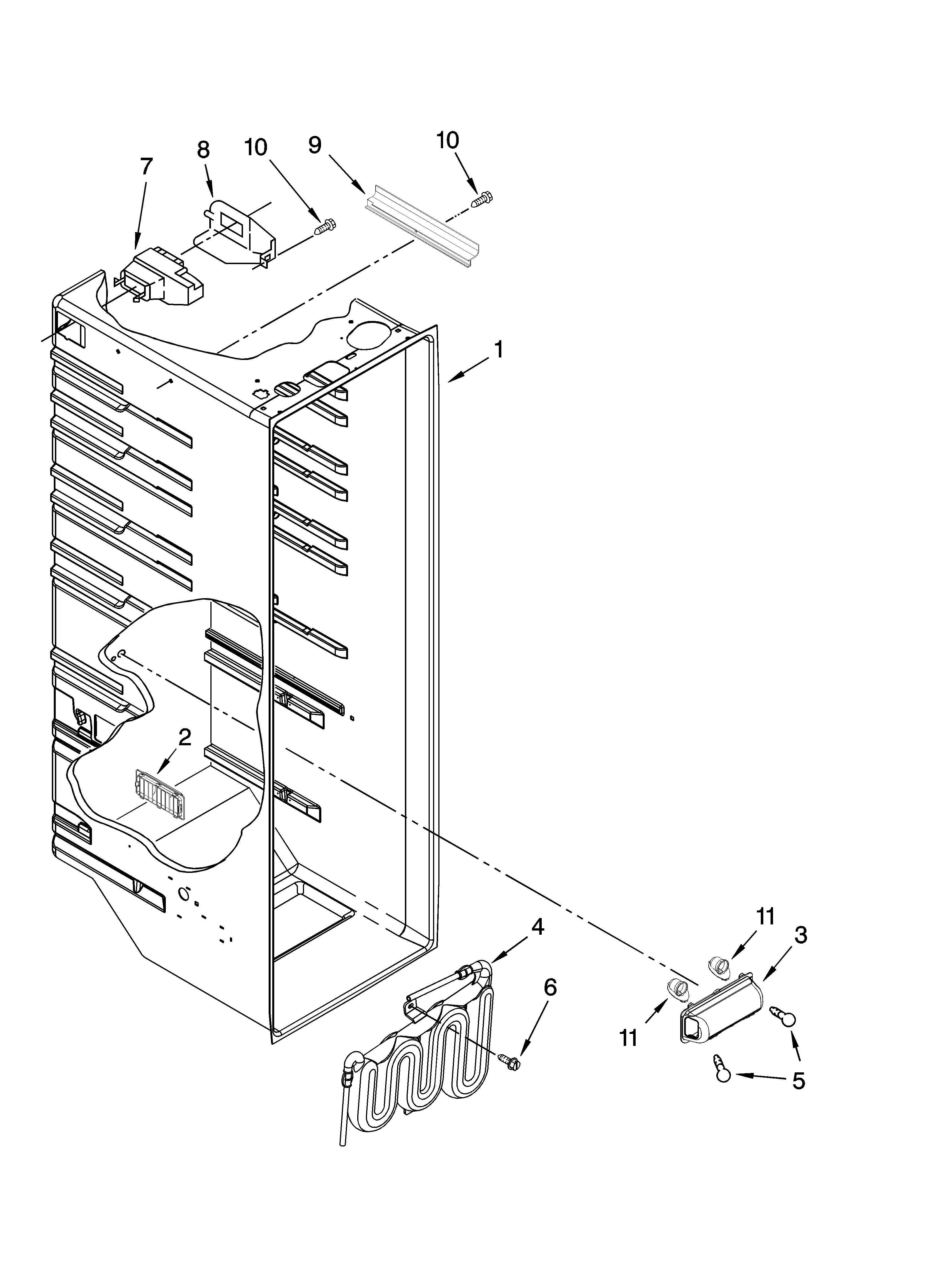 Kenmore 10658519801 refrigerator liner parts diagram