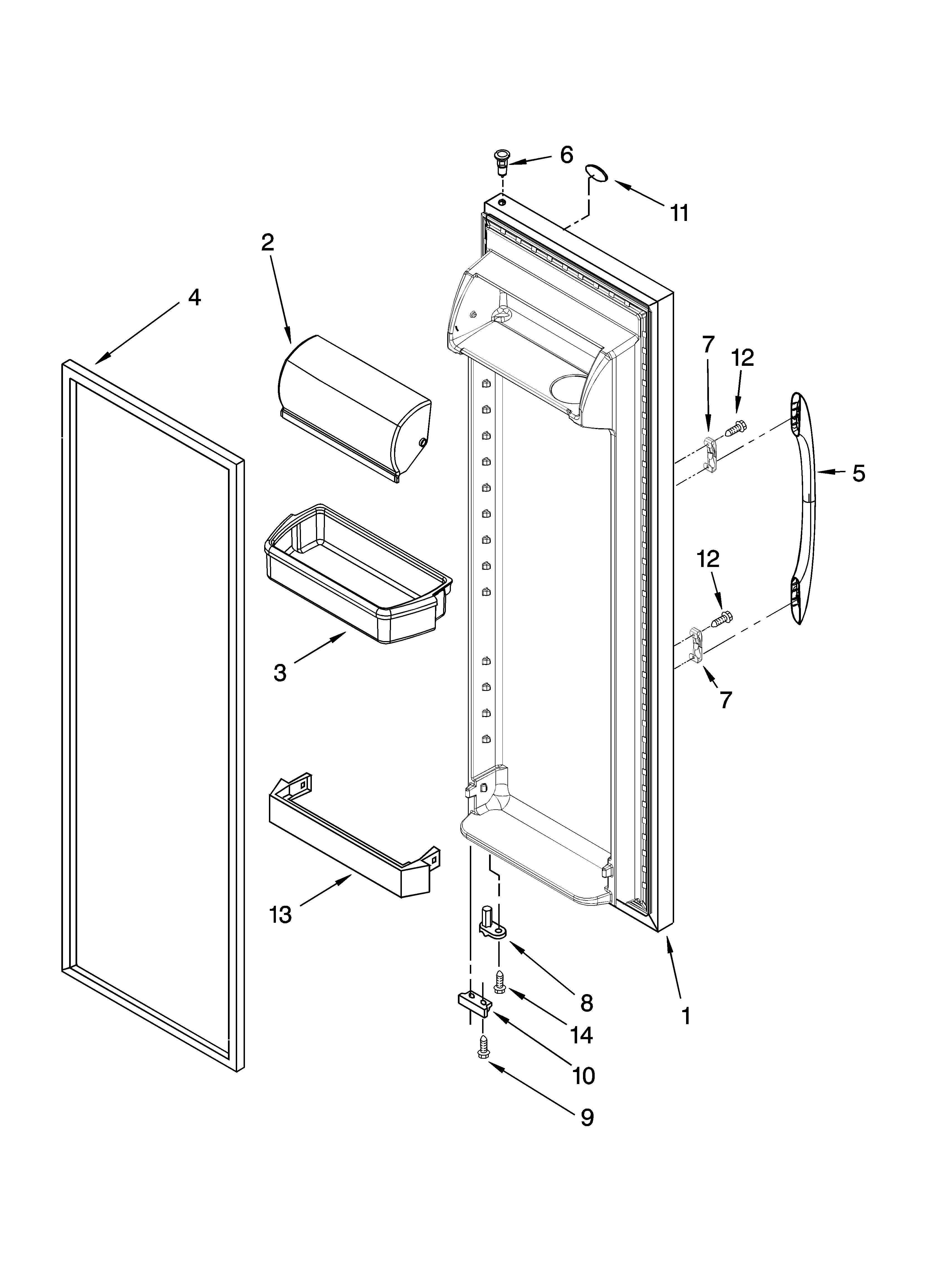 Kenmore 10658519801 refrigerator door parts diagram