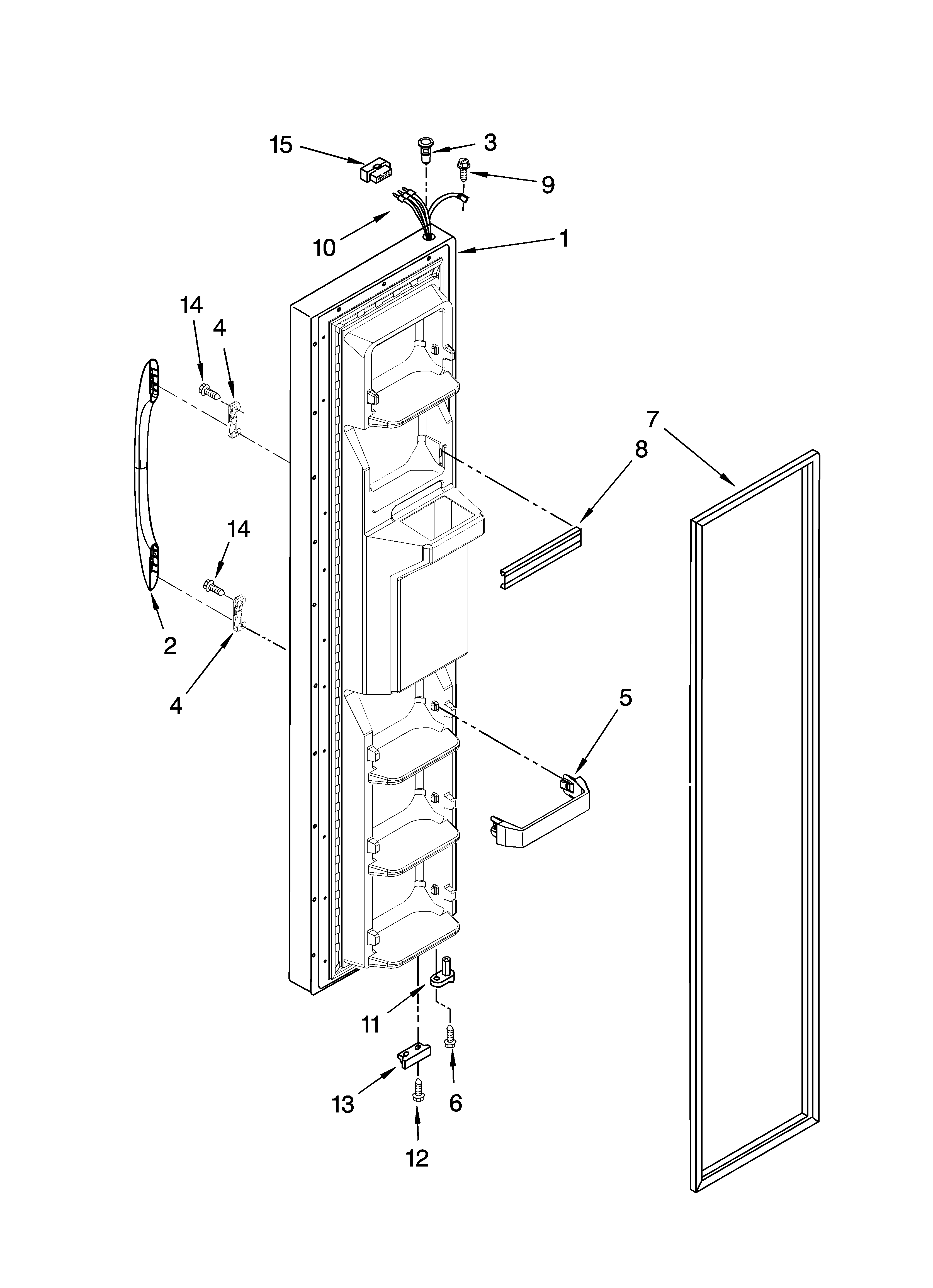 Kenmore 10658519801 freezer door parts diagram