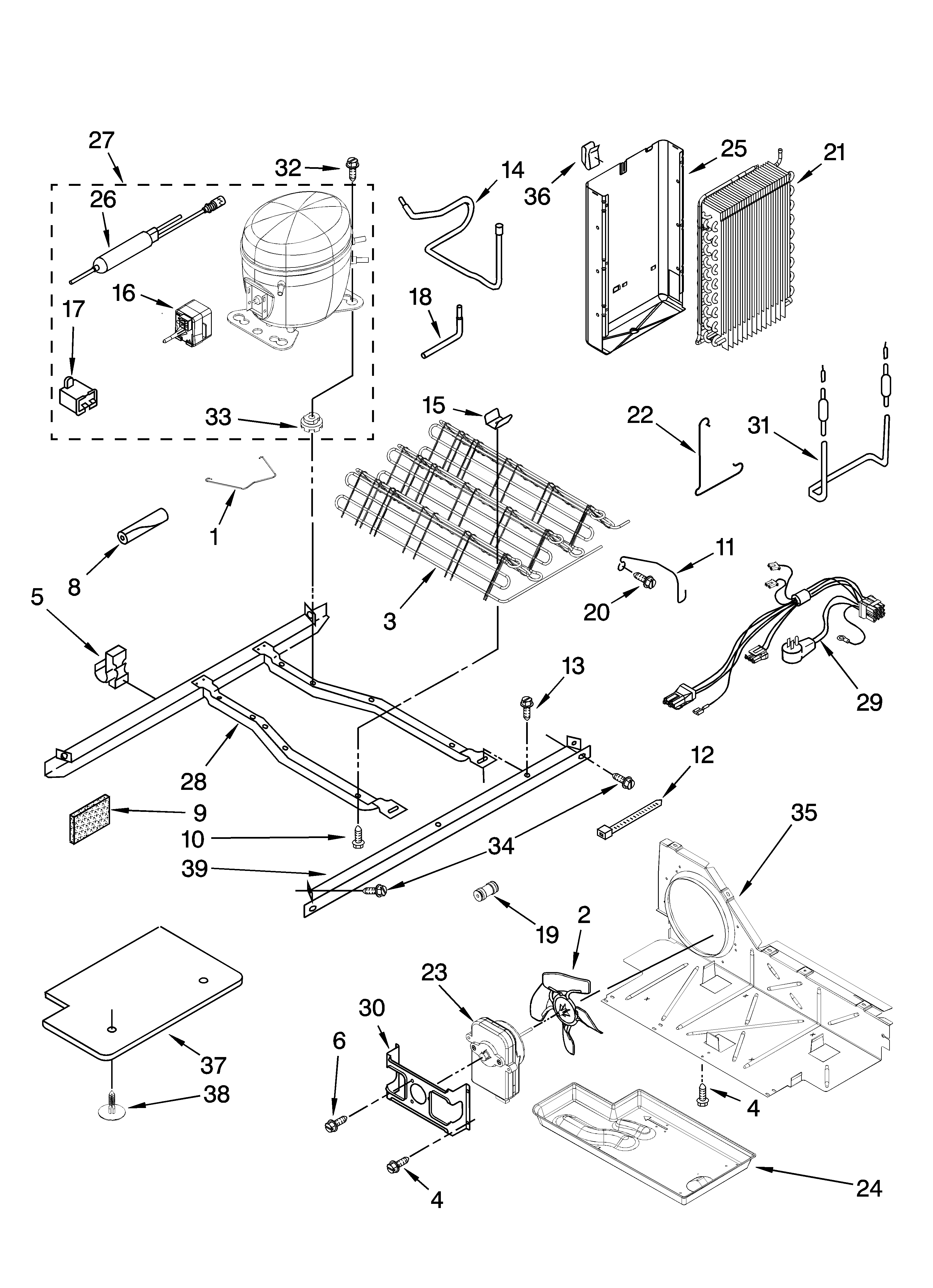 Kenmore 10658519801 unit parts diagram