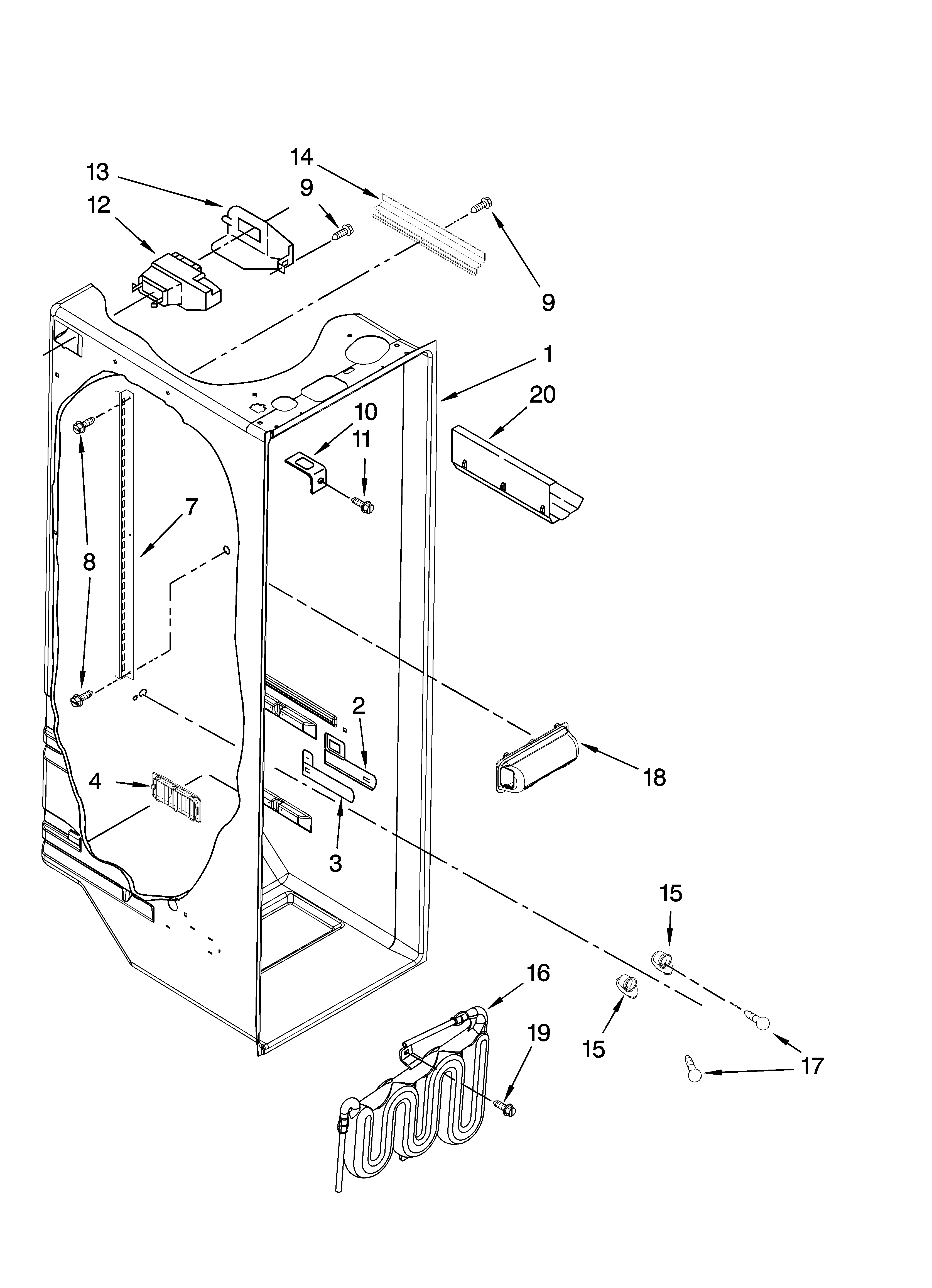 Kenmore 10658736802 refrigerator liner parts diagram