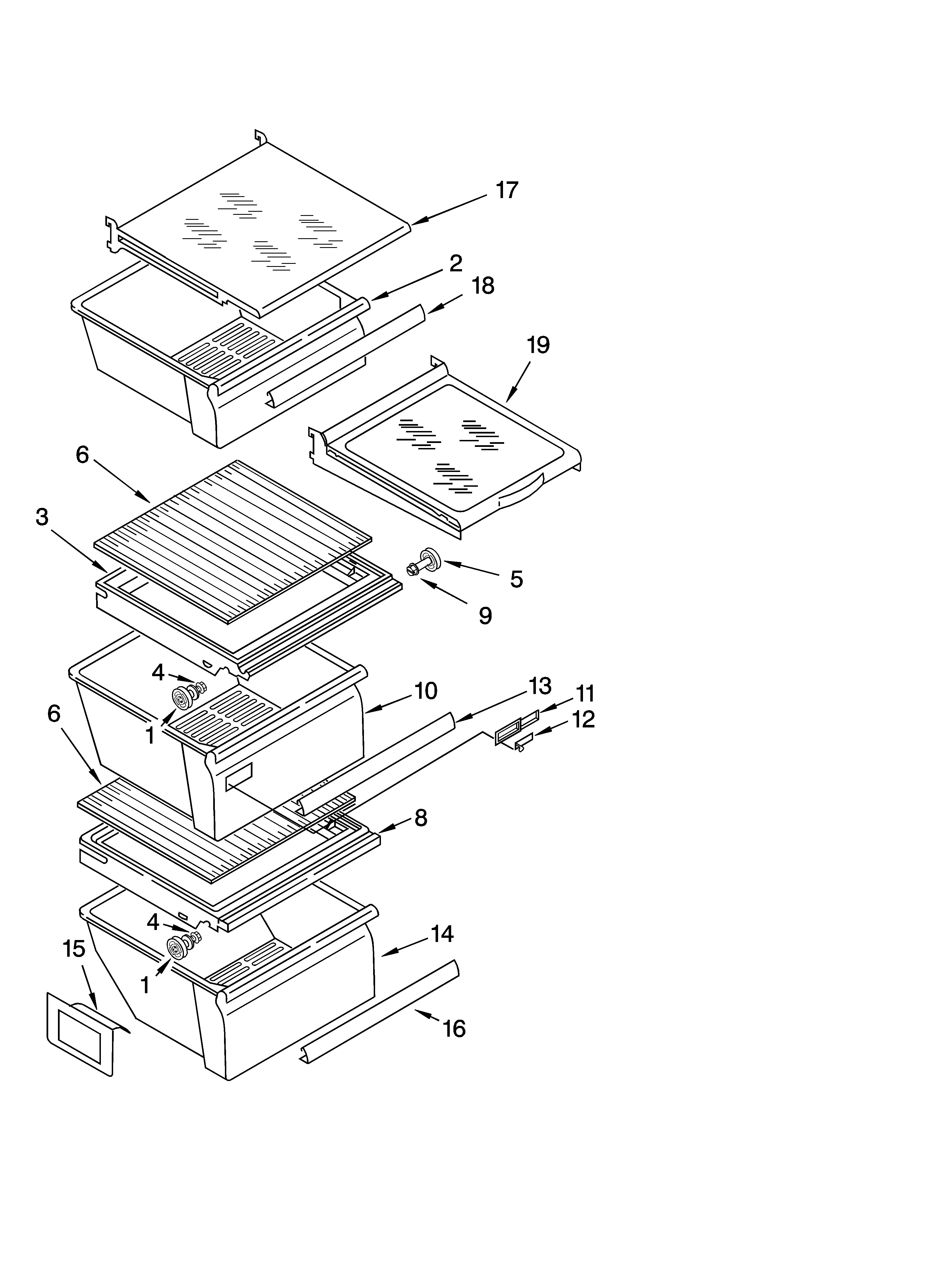 Kenmore 10658736802 refrigerator shelf parts diagram