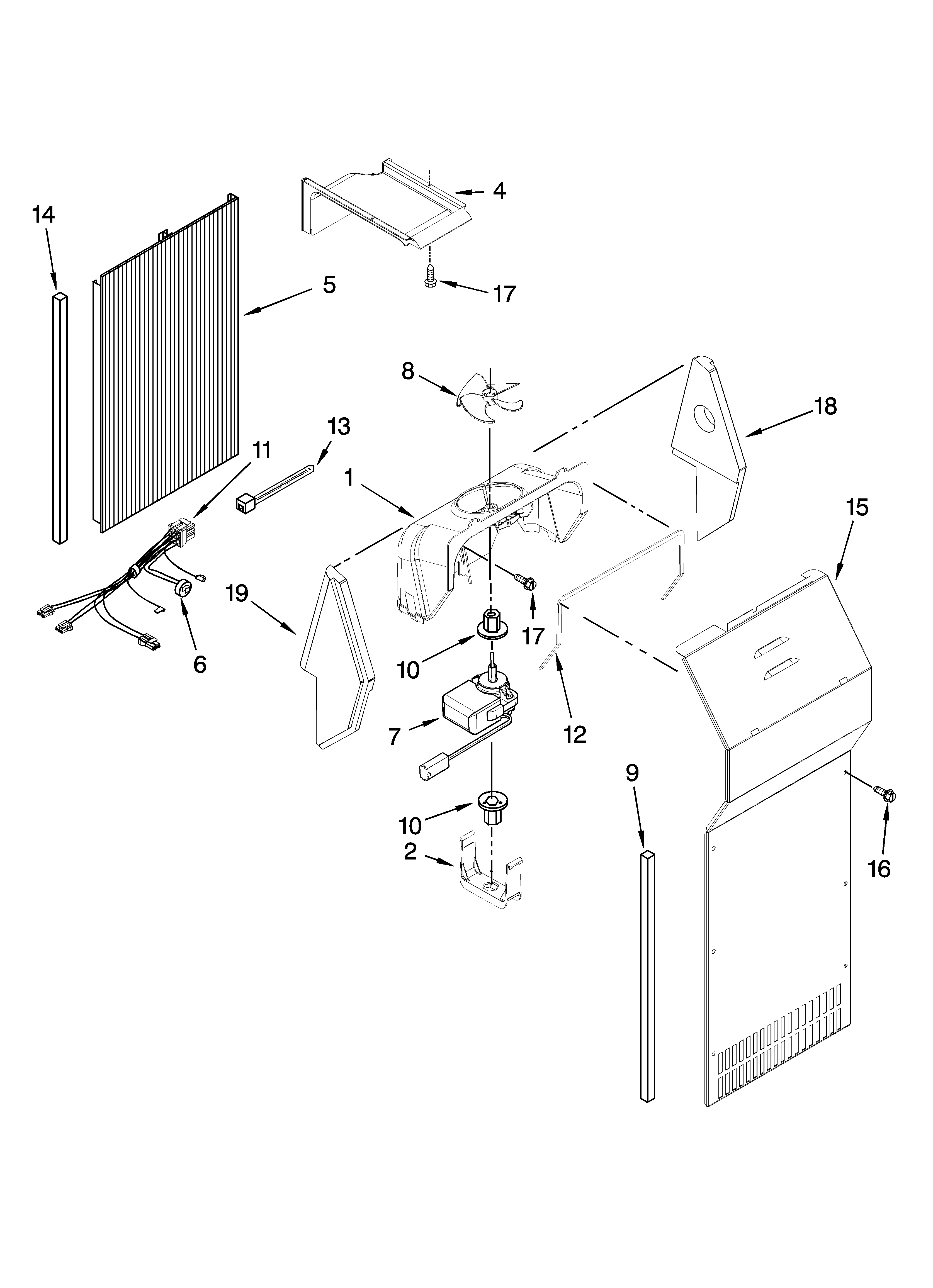 Kenmore 10658736802 air flow parts diagram