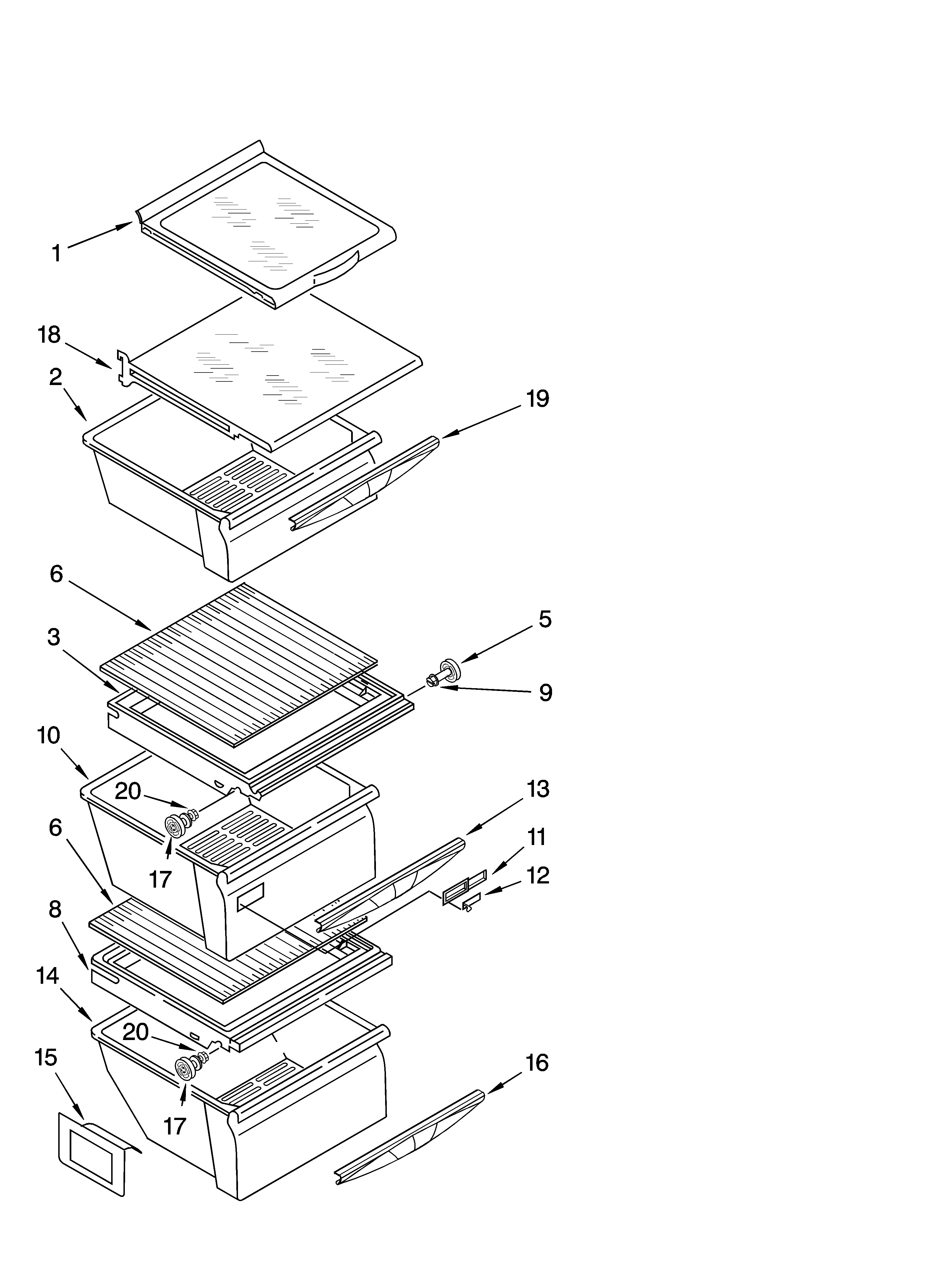 Kenmore 10658904802 refrigerator shelf parts diagram
