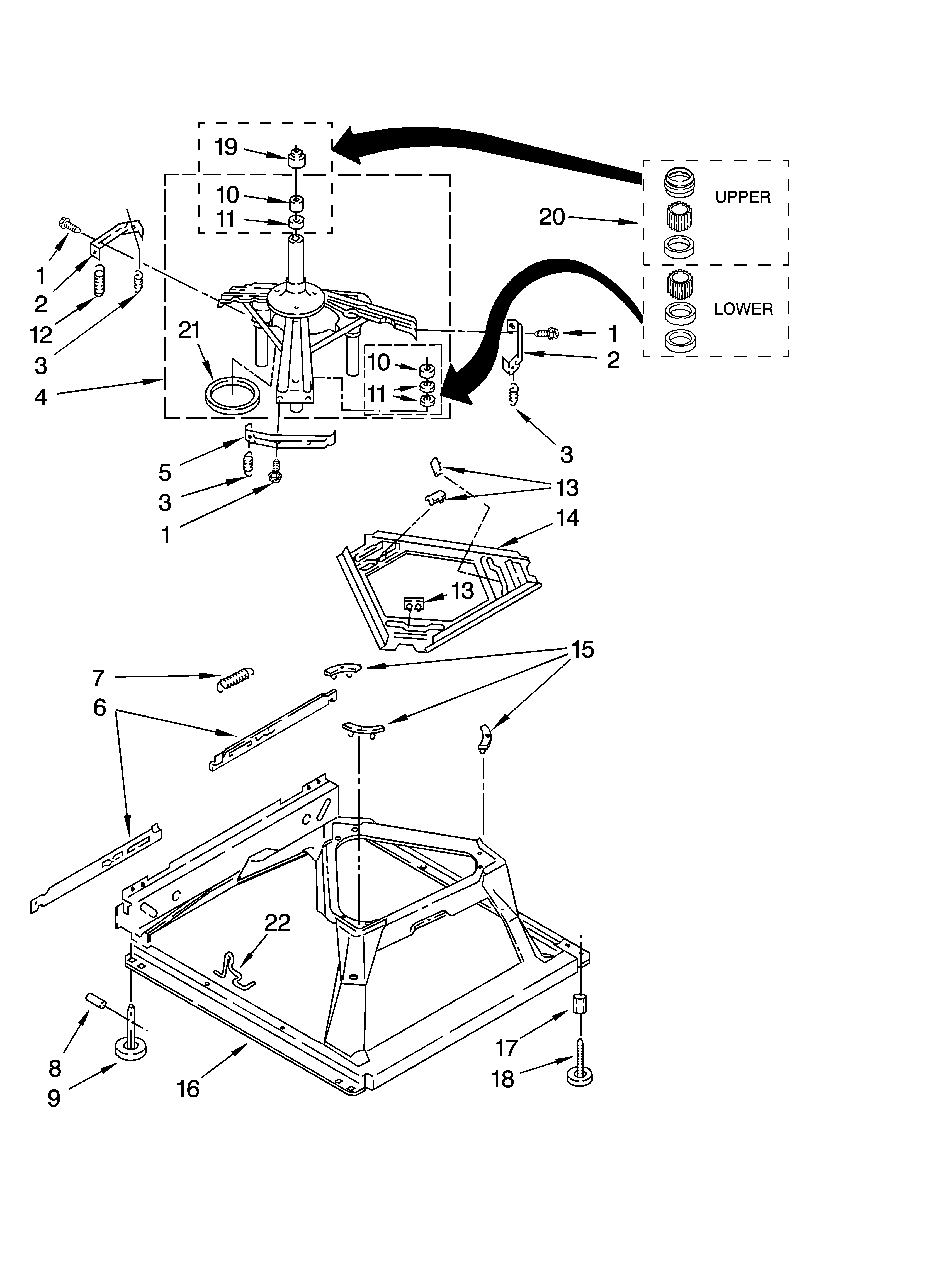 Kenmore 11029432801 machine base parts diagram