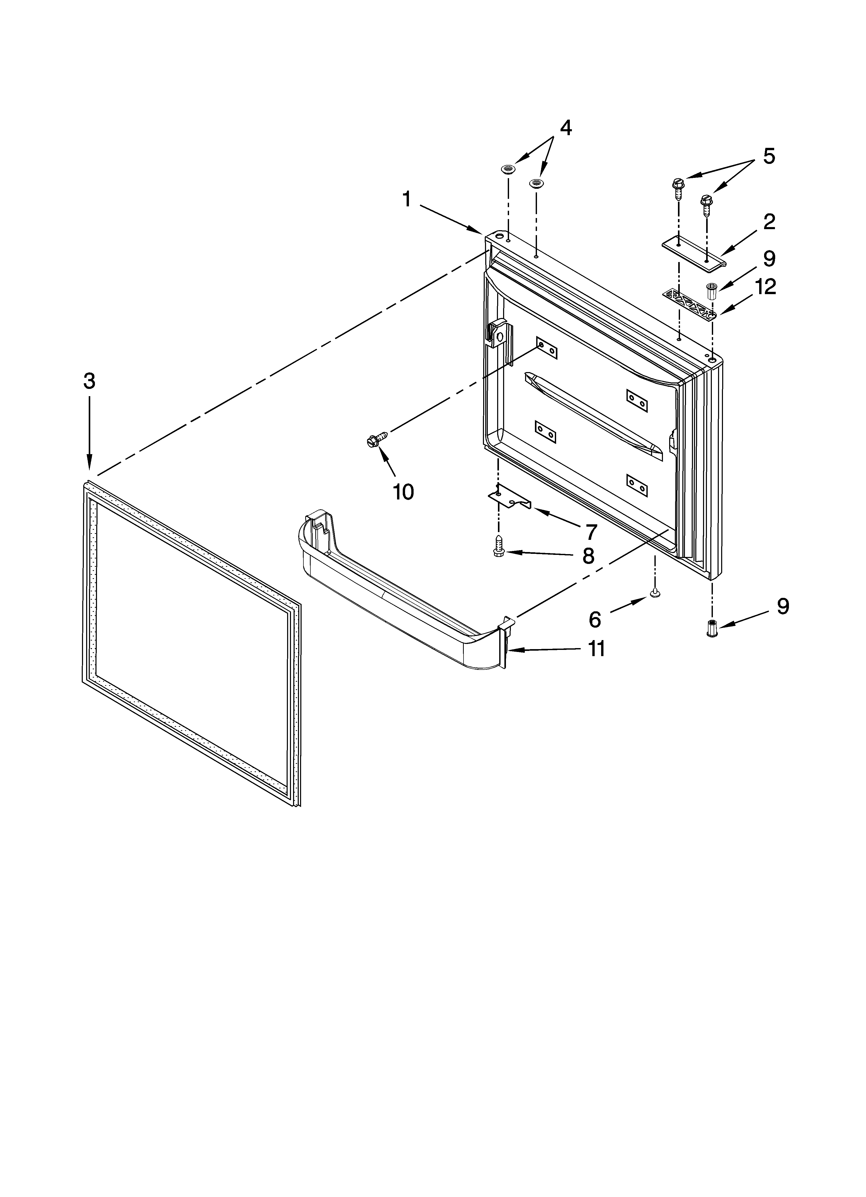 Kenmore 59668942800 freezer door parts diagram