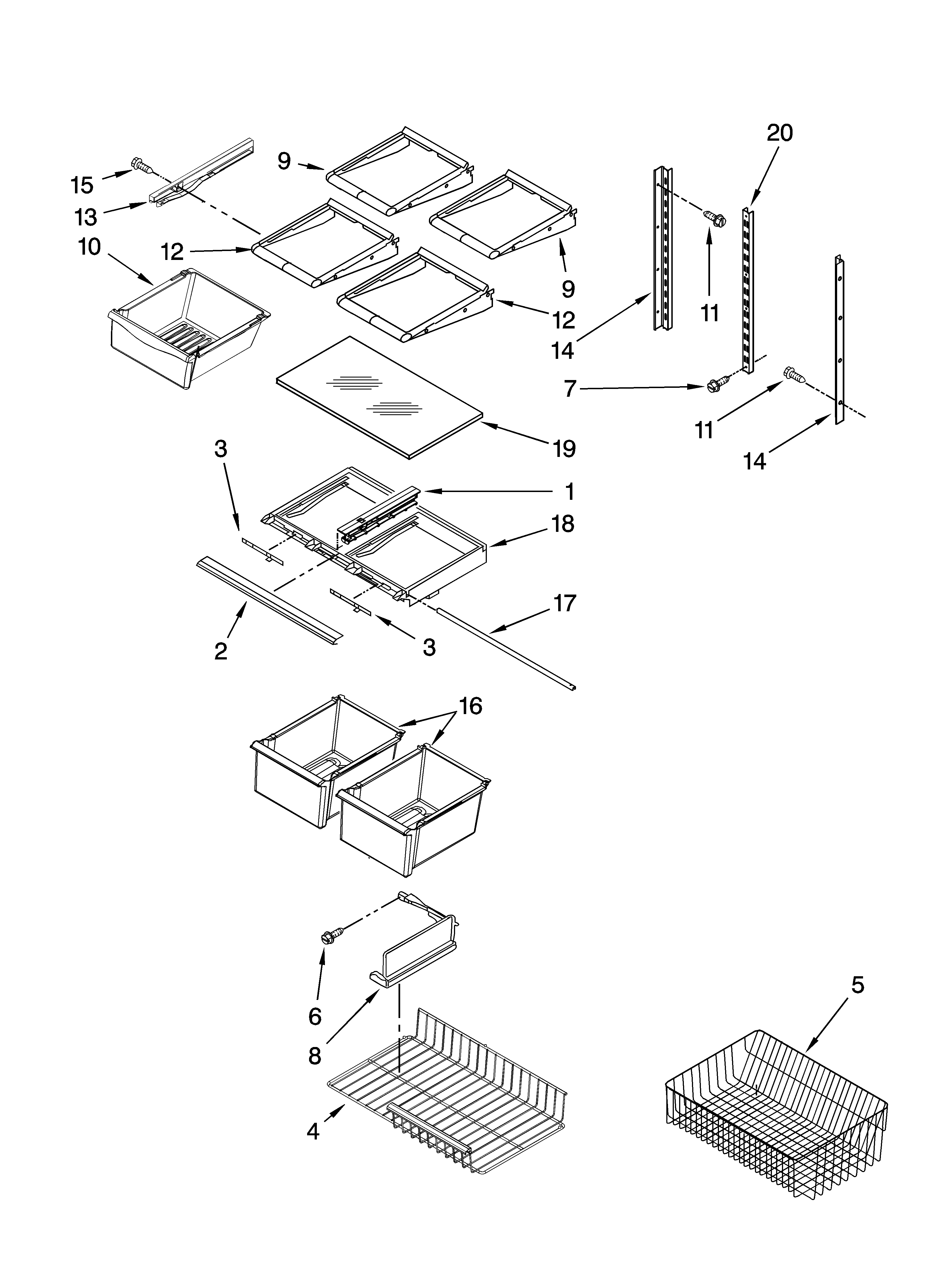 Kenmore 59668942800 shelf parts diagram