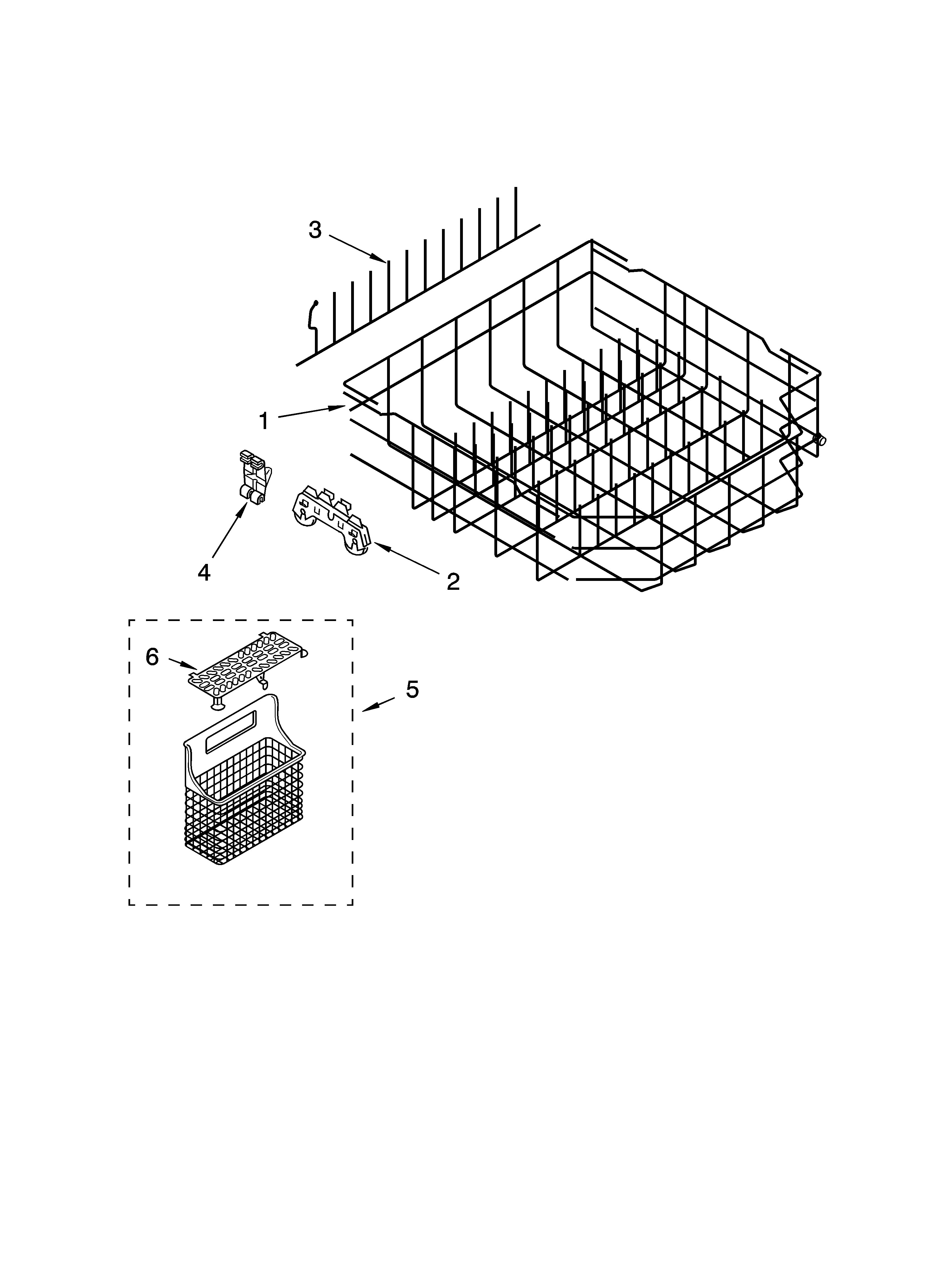 Kenmore Elite 66513239K700 lower rack parts, optional parts (not included) diagram