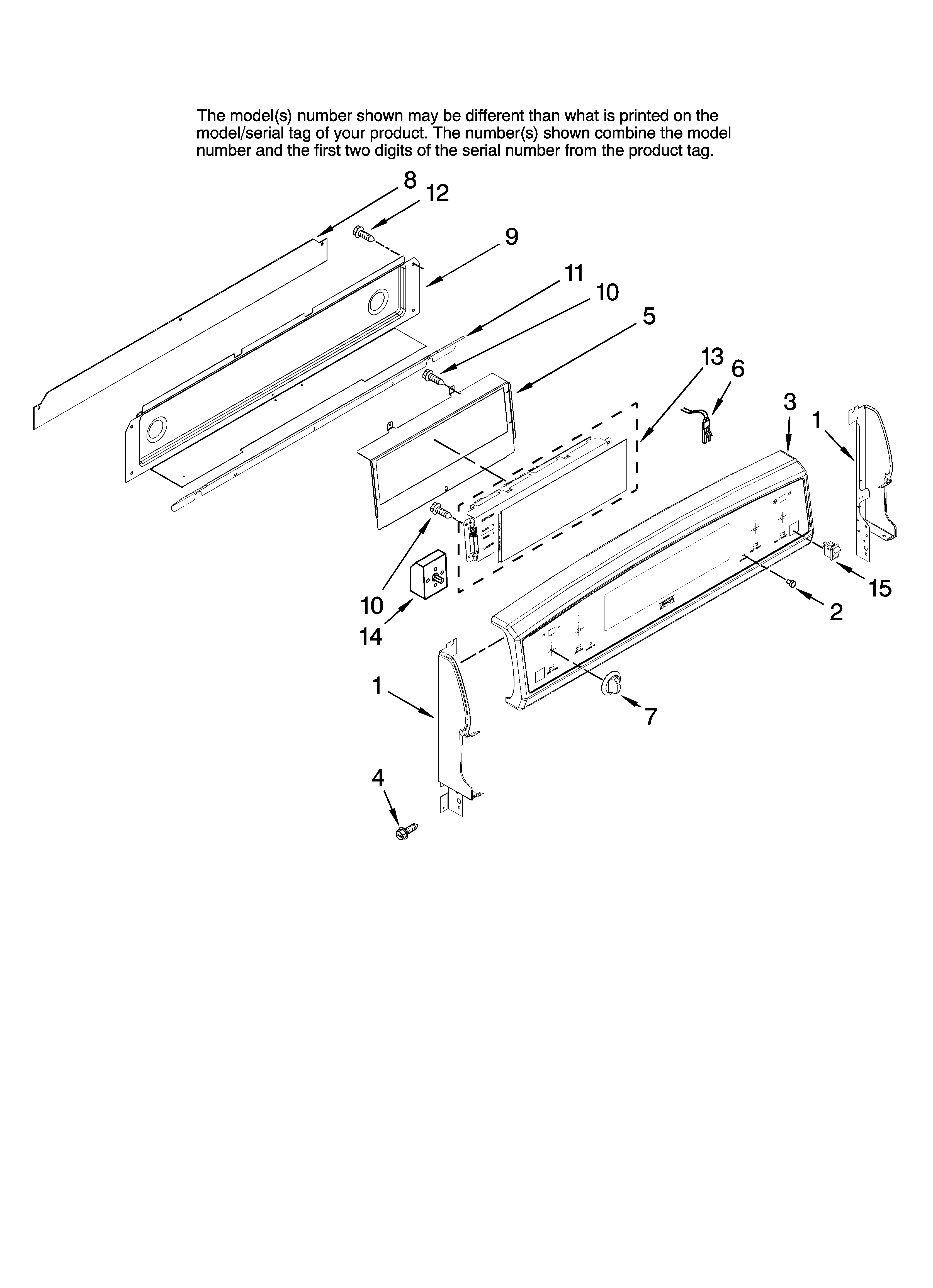 Kenmore Elite 66598002700 control panel parts diagram