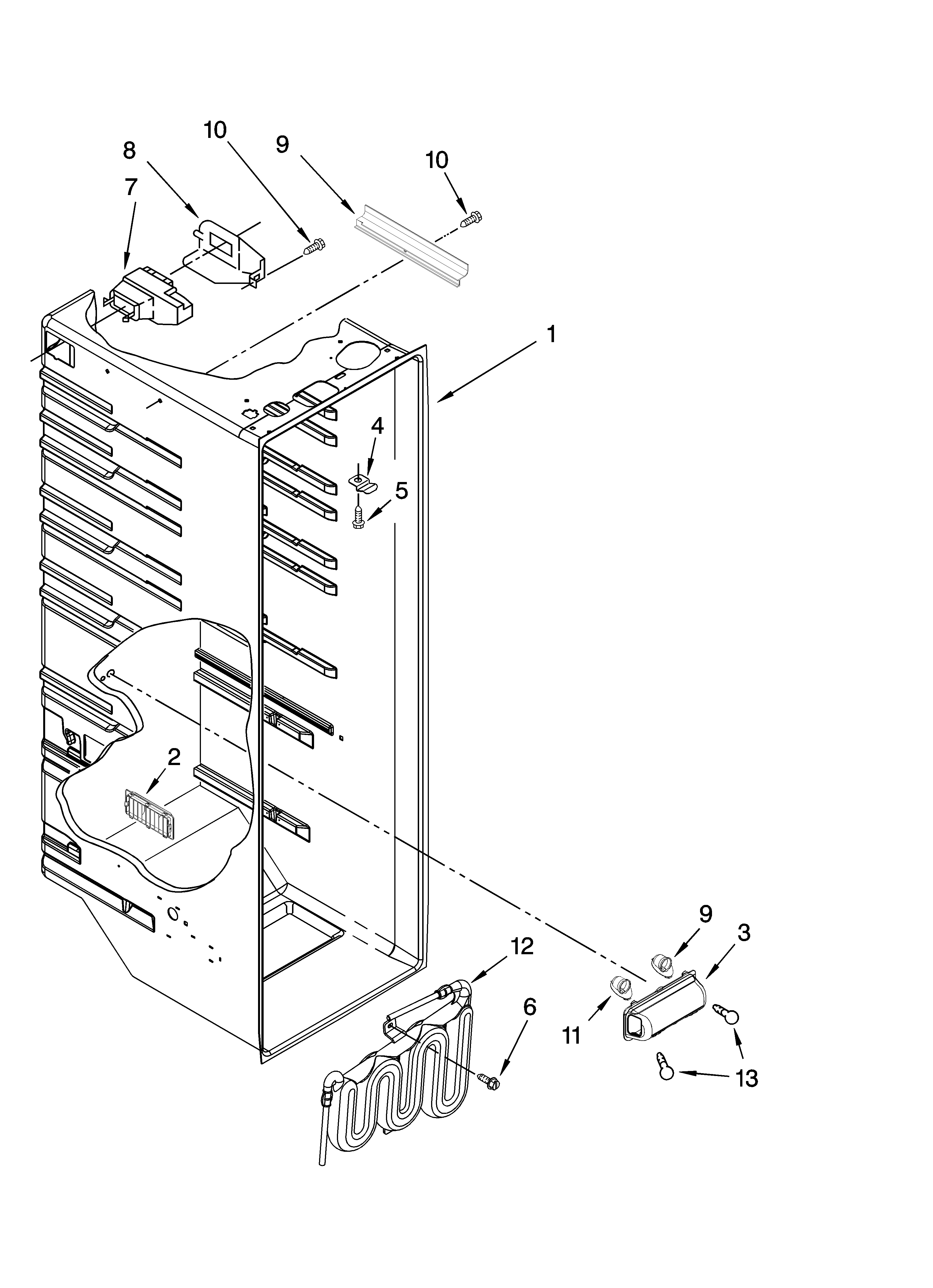 Kenmore 10658953801 refrigerator liner parts diagram