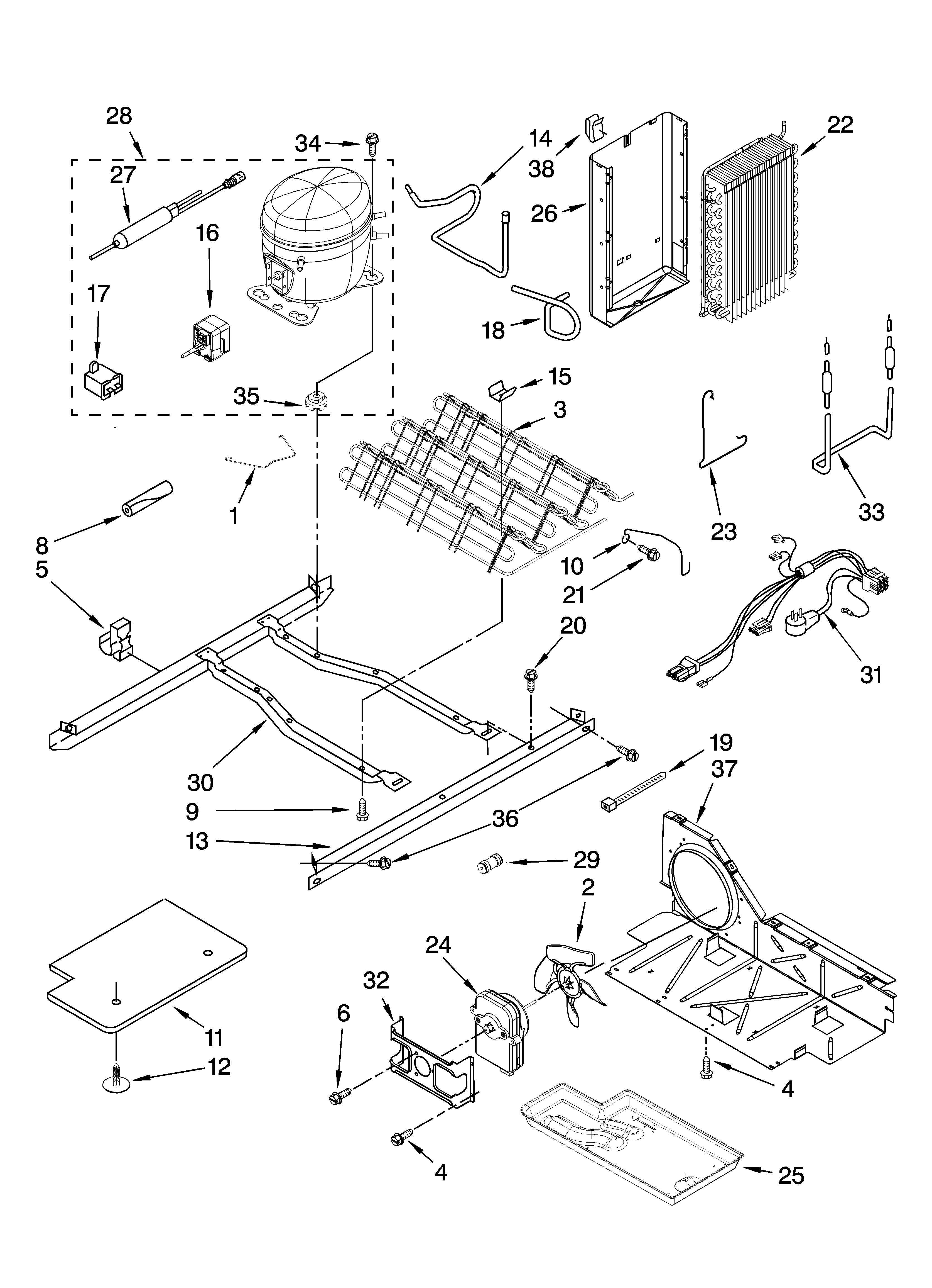 Kenmore 10658953801 unit parts diagram