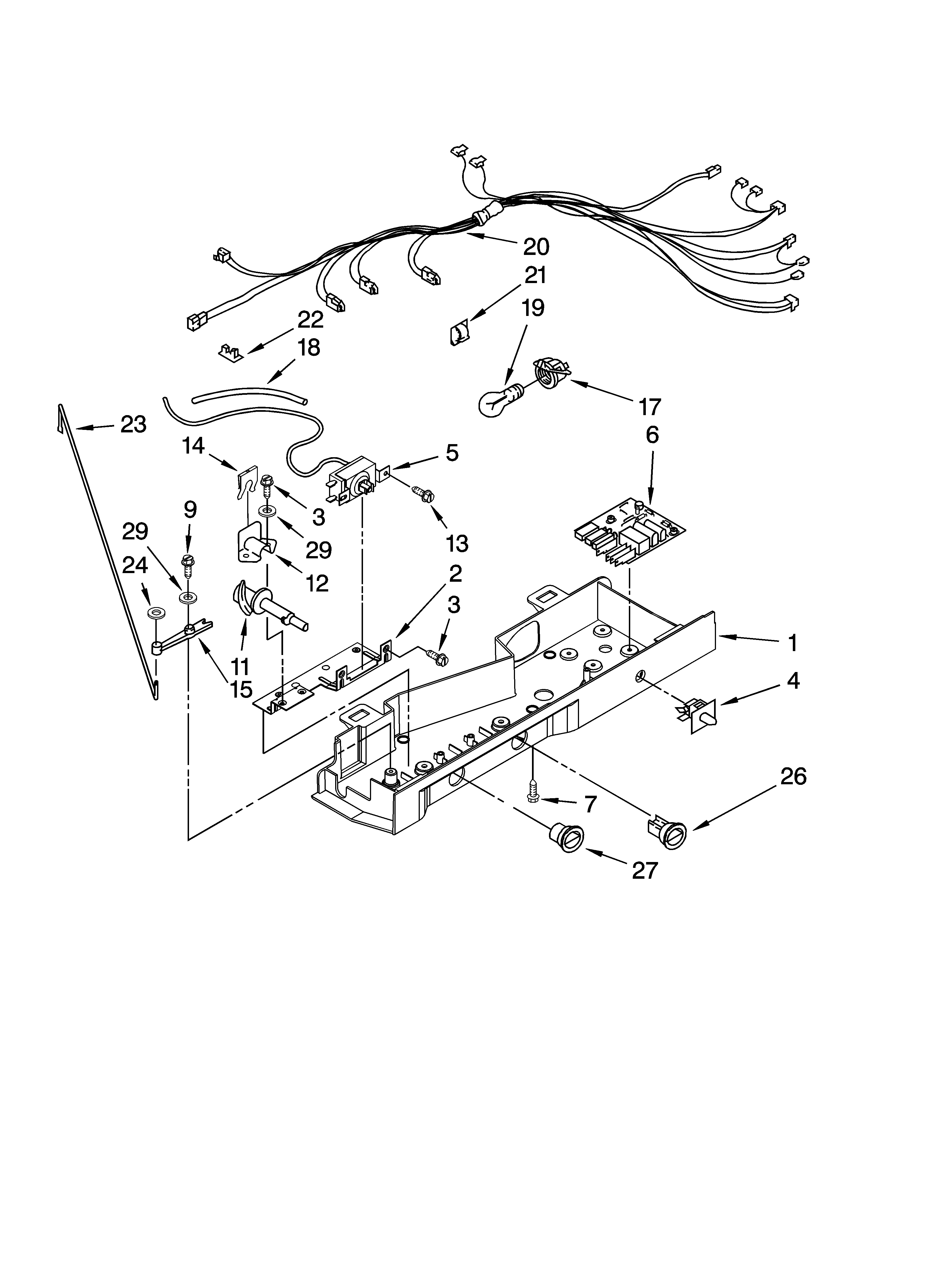 Kenmore 10658953801 control parts diagram