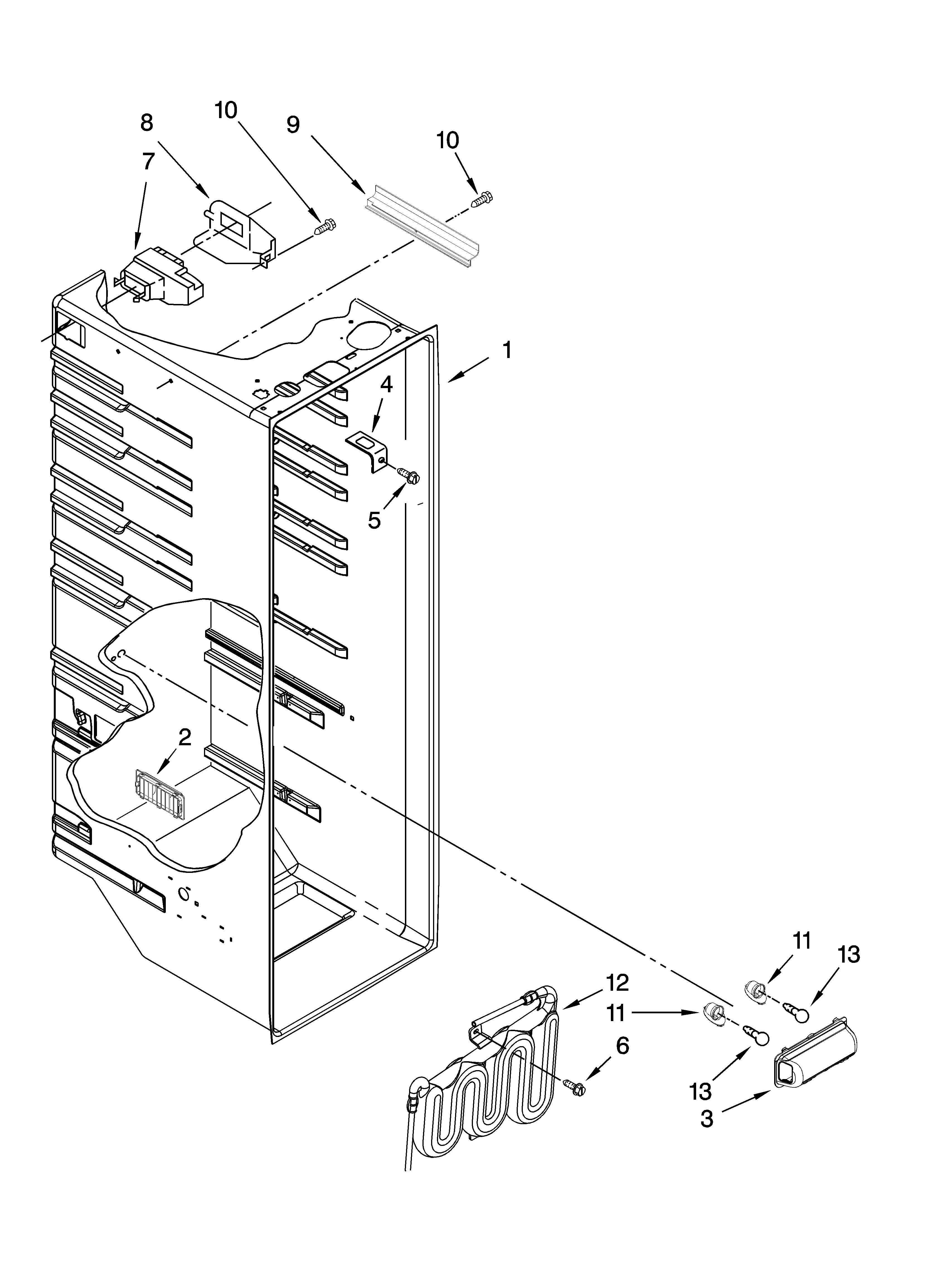 Kenmore 10659439801 refrigerator liner parts diagram