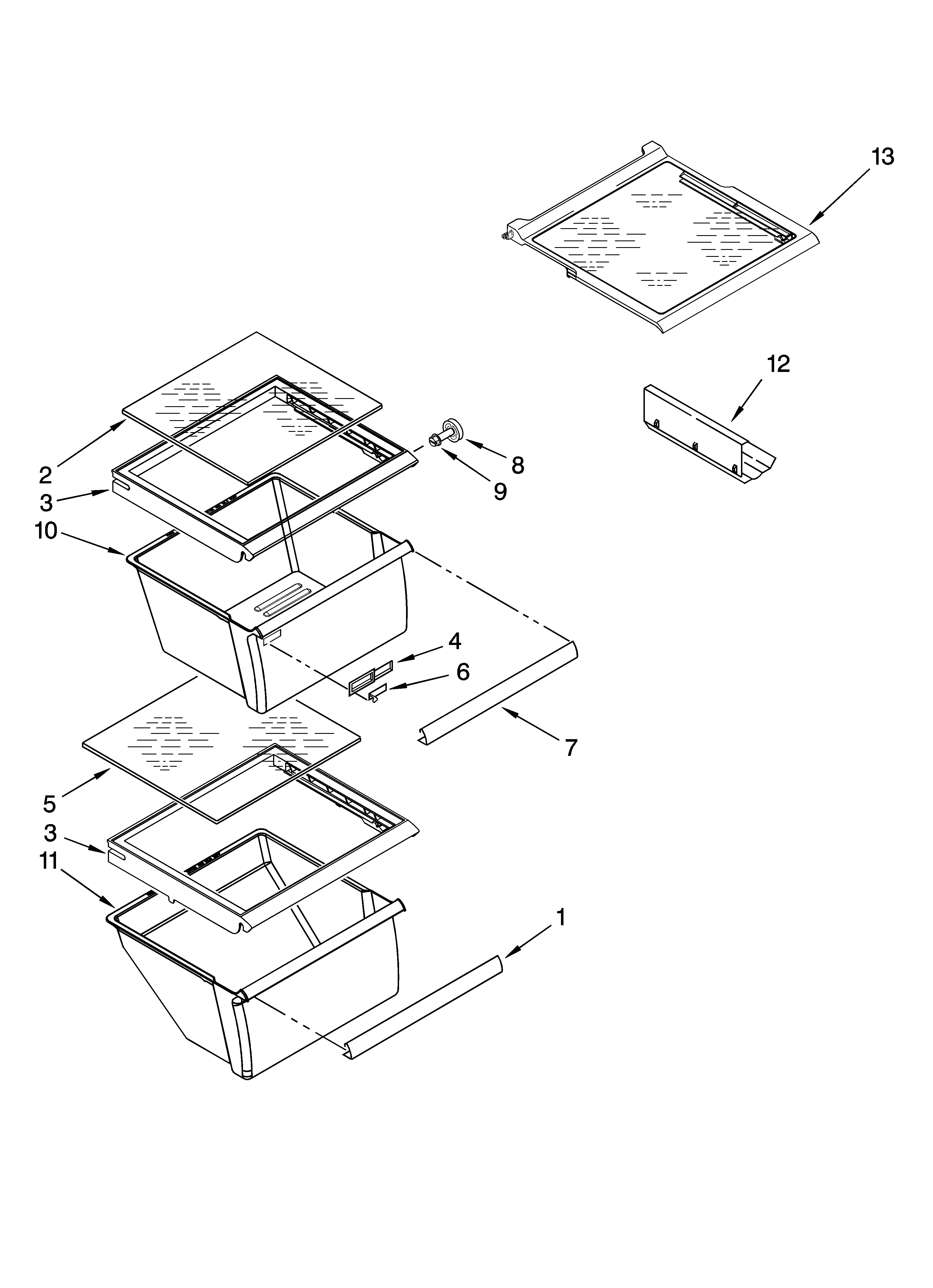 Kenmore 10658943800 refrigerator shelf parts diagram