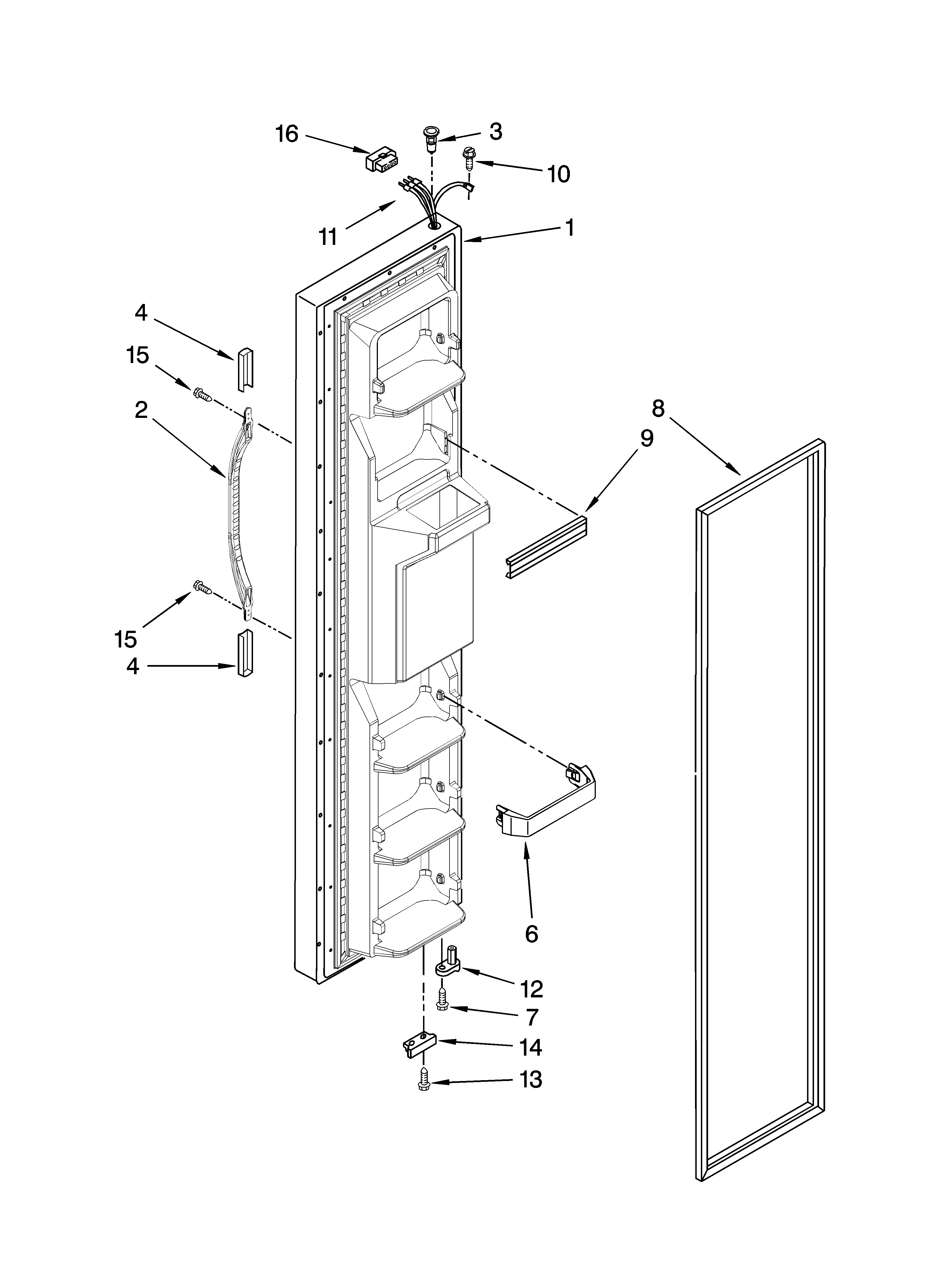 Kenmore 10658943800 freezer door parts diagram