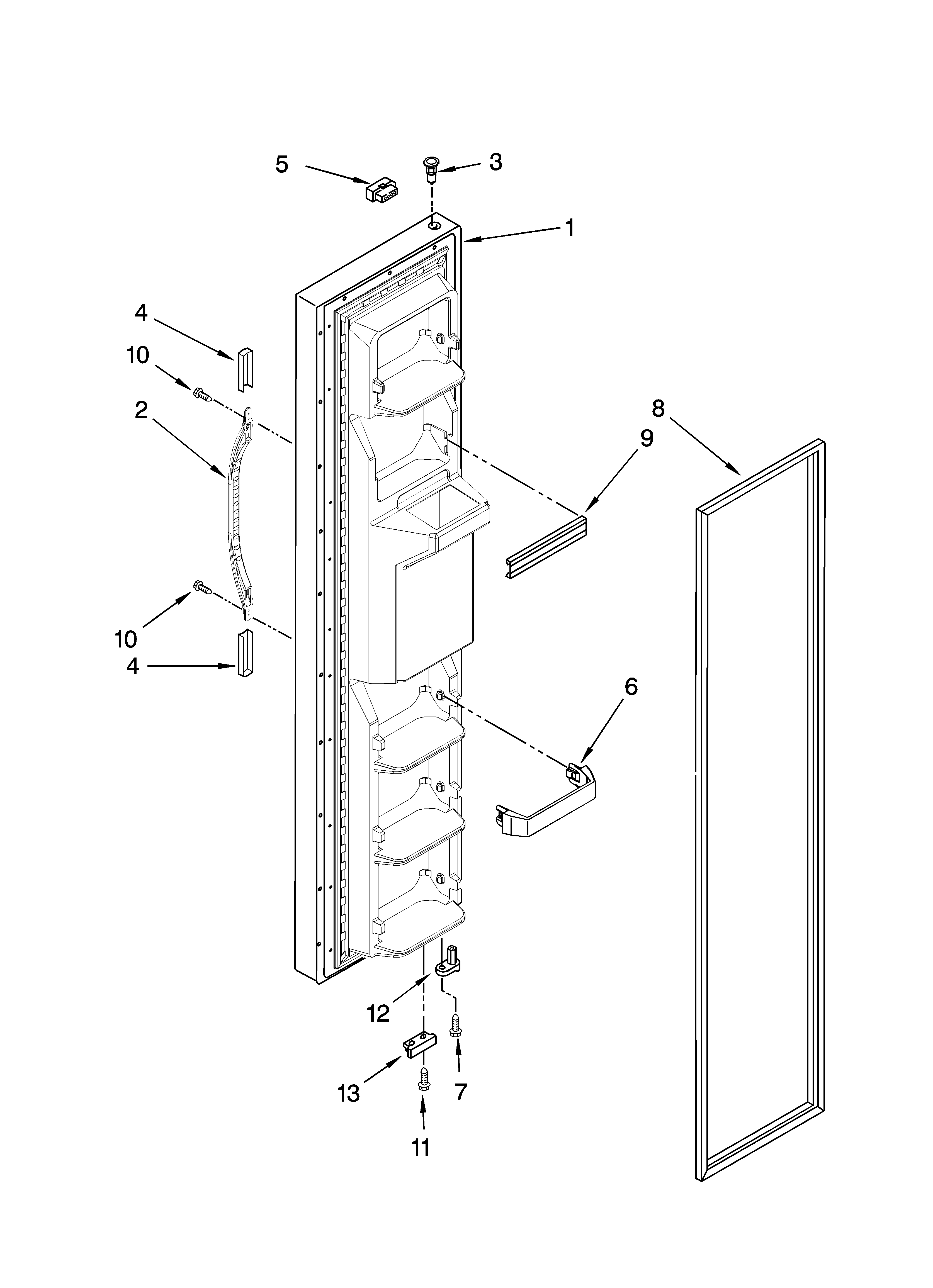 Kenmore 10659919702 freezer door parts diagram