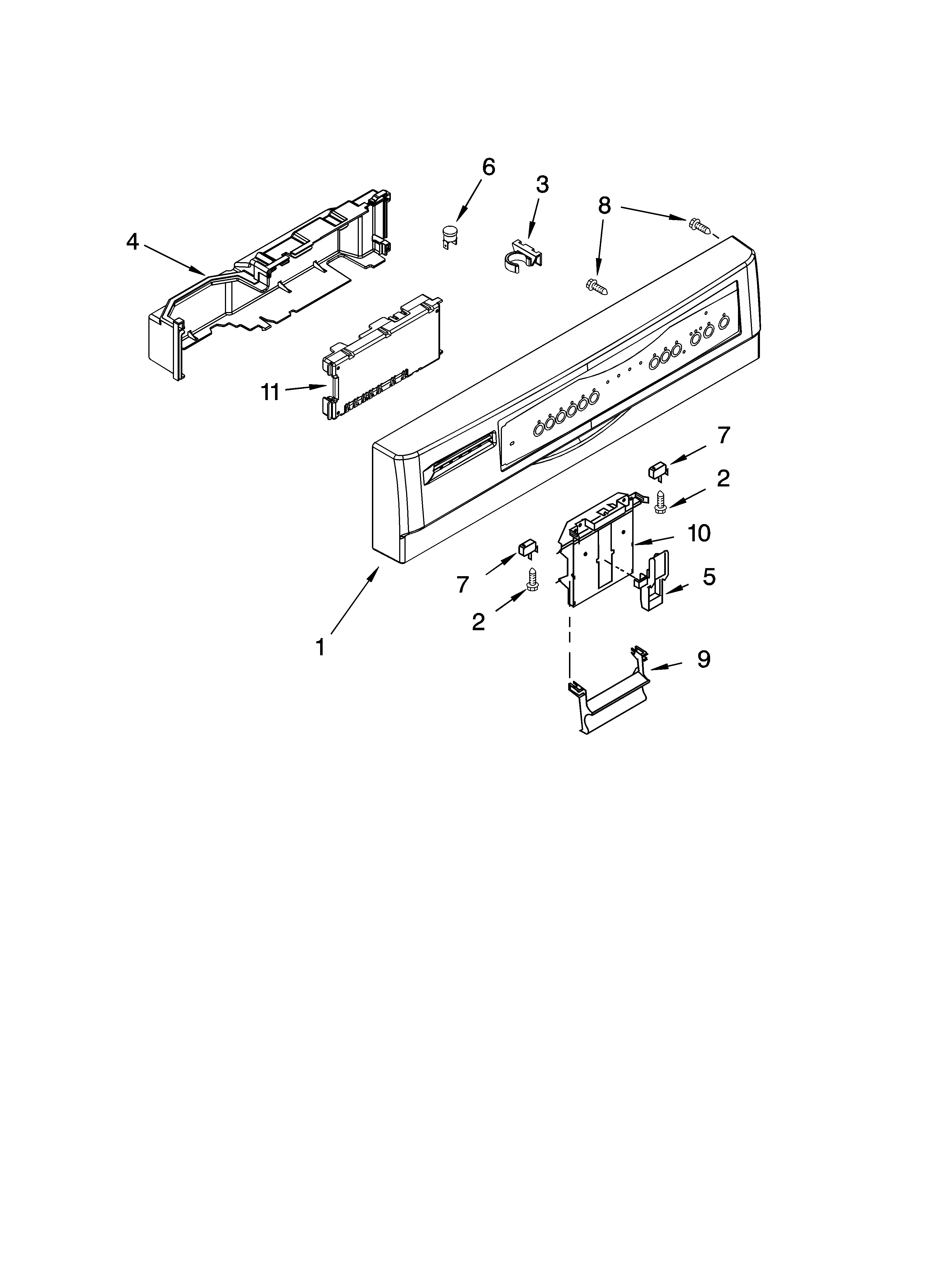 Kenmore 66513733K601 control panel parts diagram