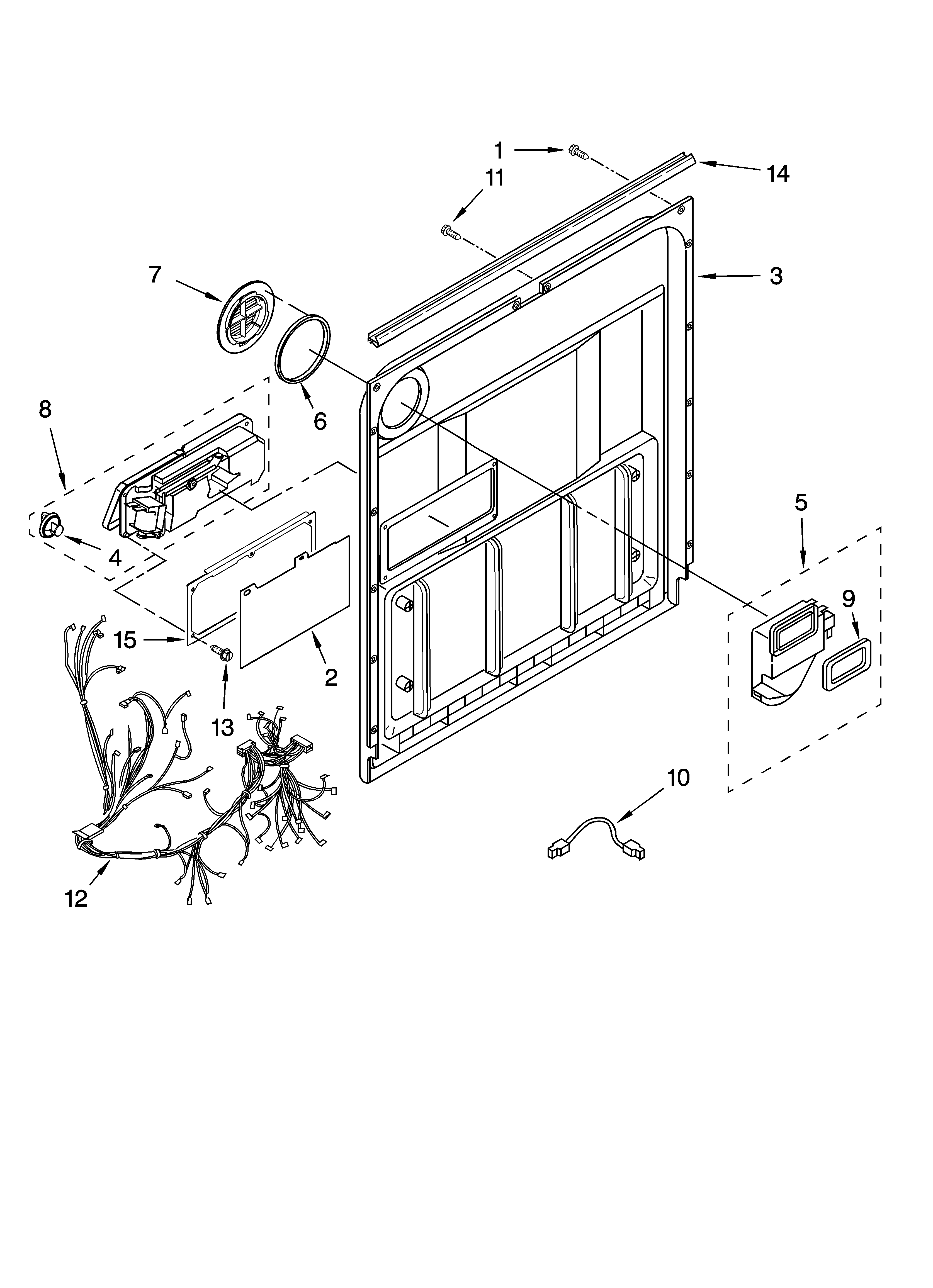 Kenmore 66513733K601 door and latch parts diagram