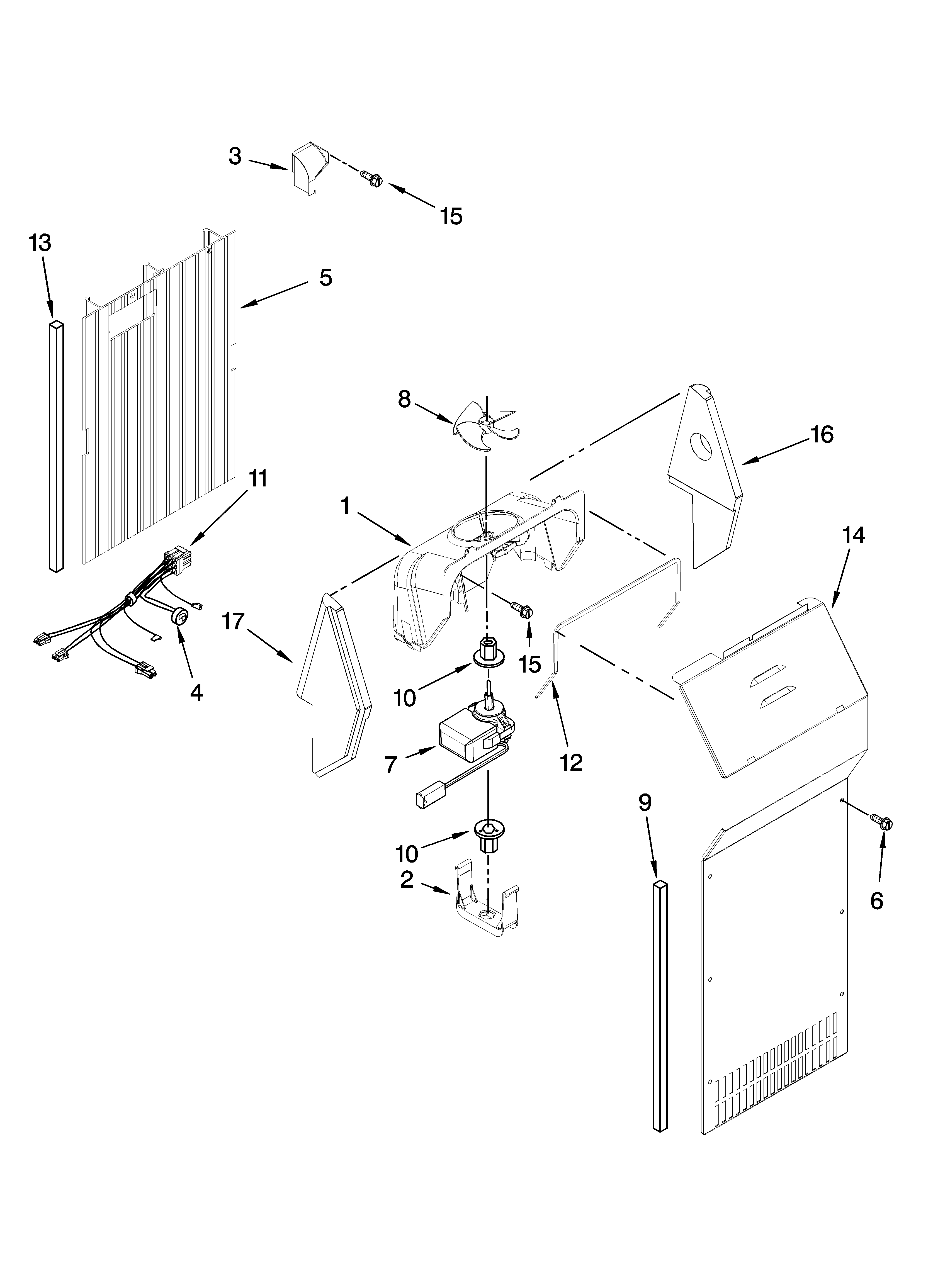 Kenmore 10641563800 air flow parts diagram