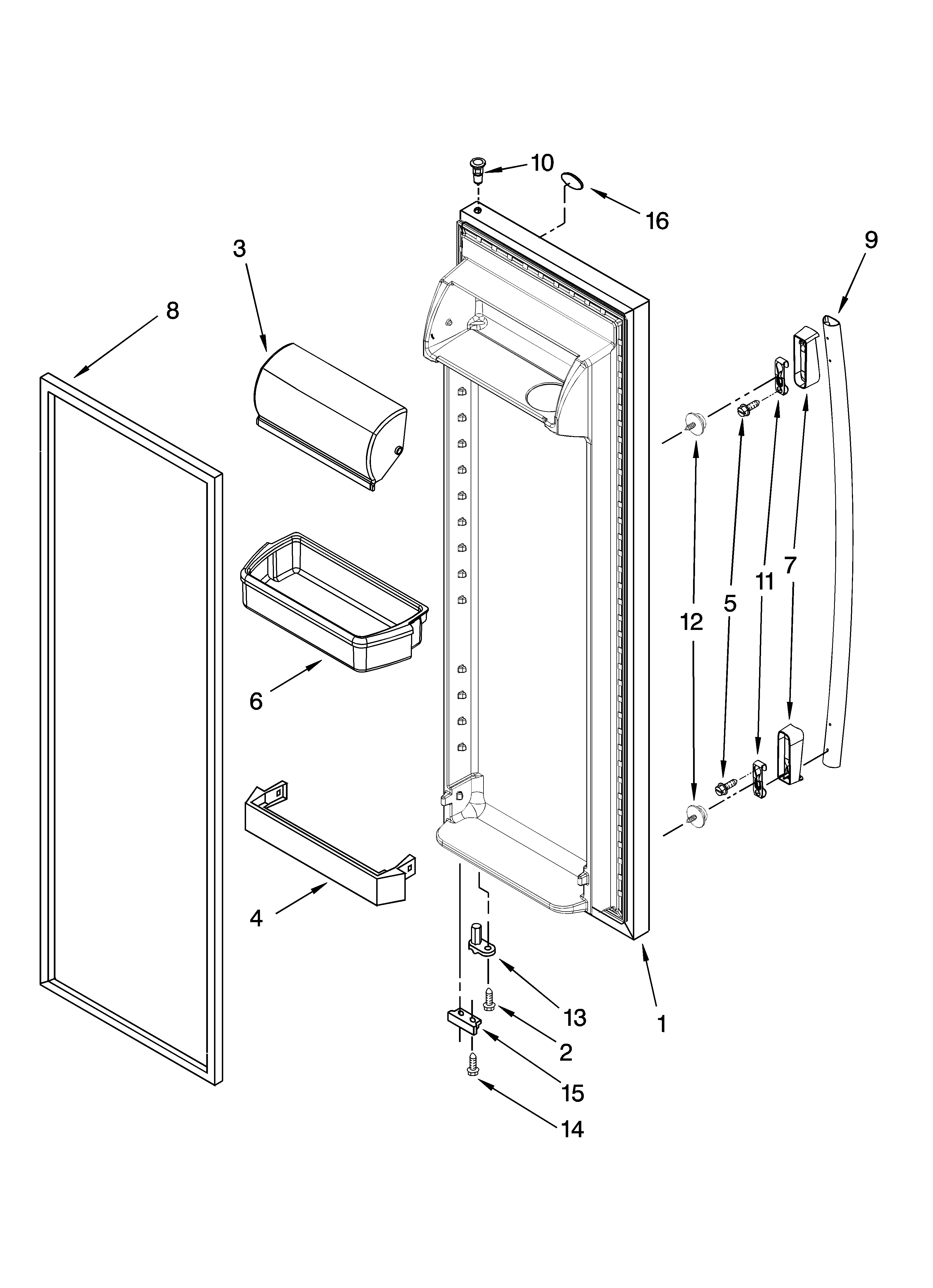 Kenmore 10641563800 refrigerator door parts diagram