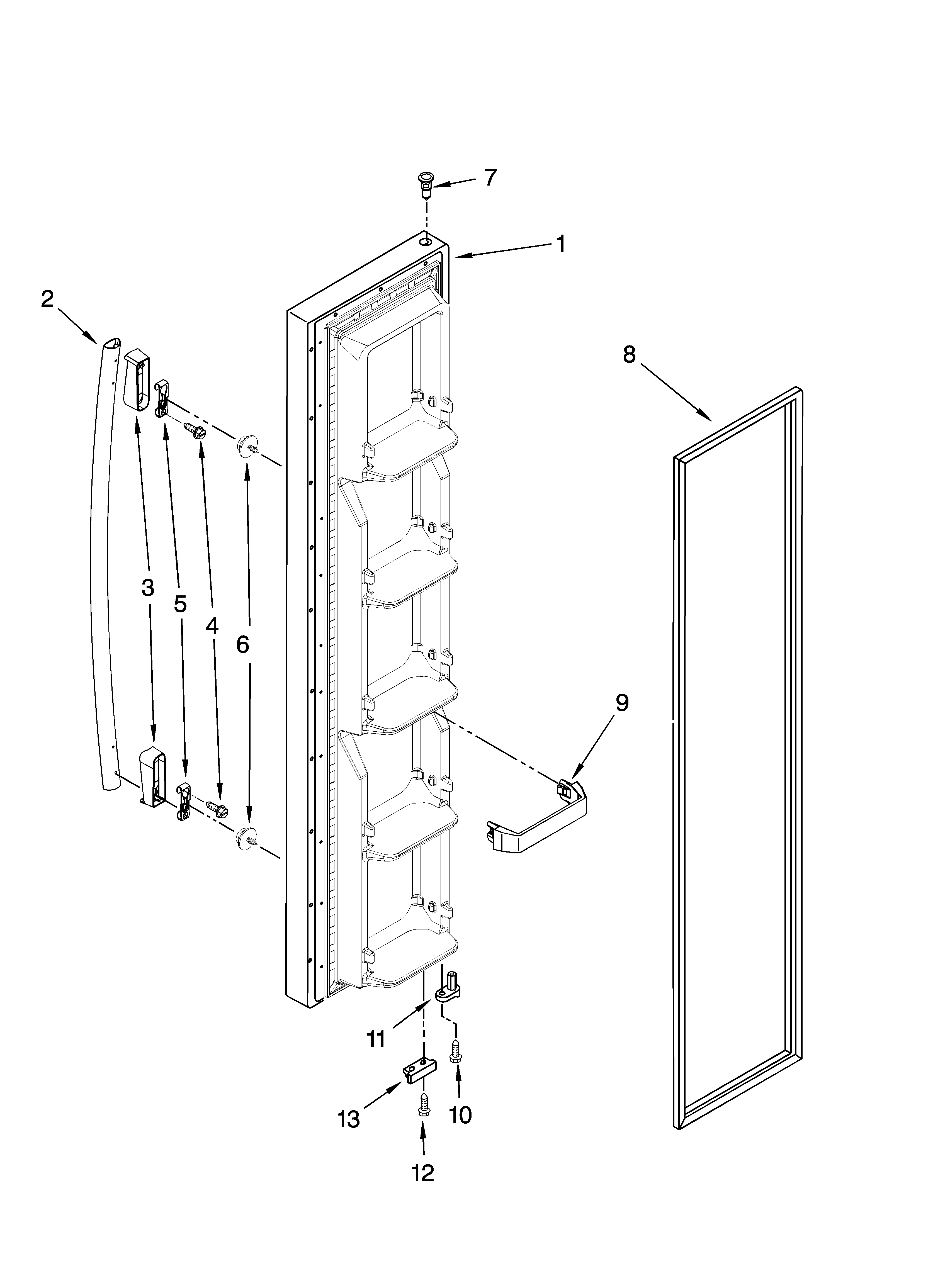 Kenmore 10641563800 freezer door parts diagram