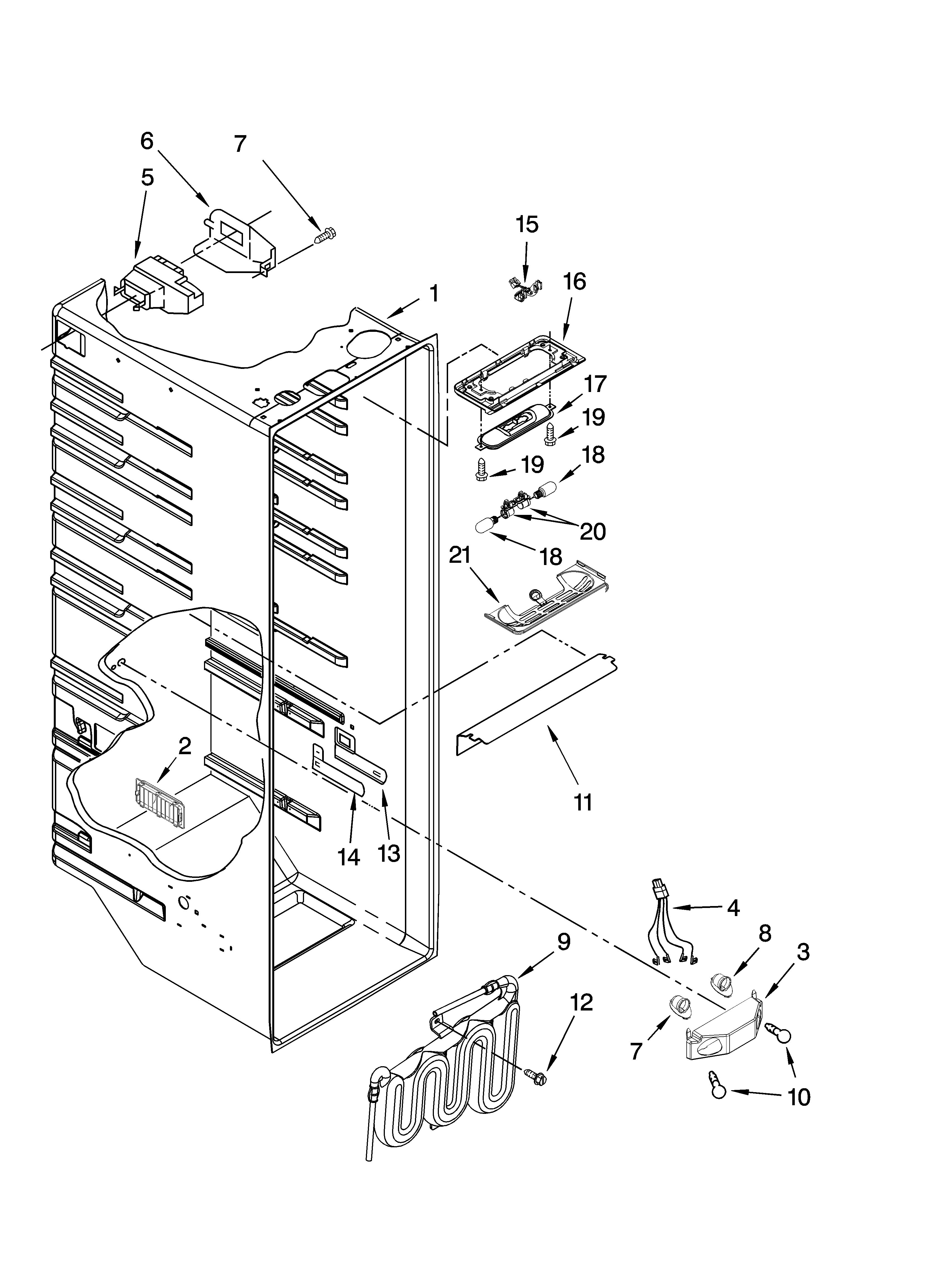 Kenmore Elite 10657876800 refrigerator liner parts diagram