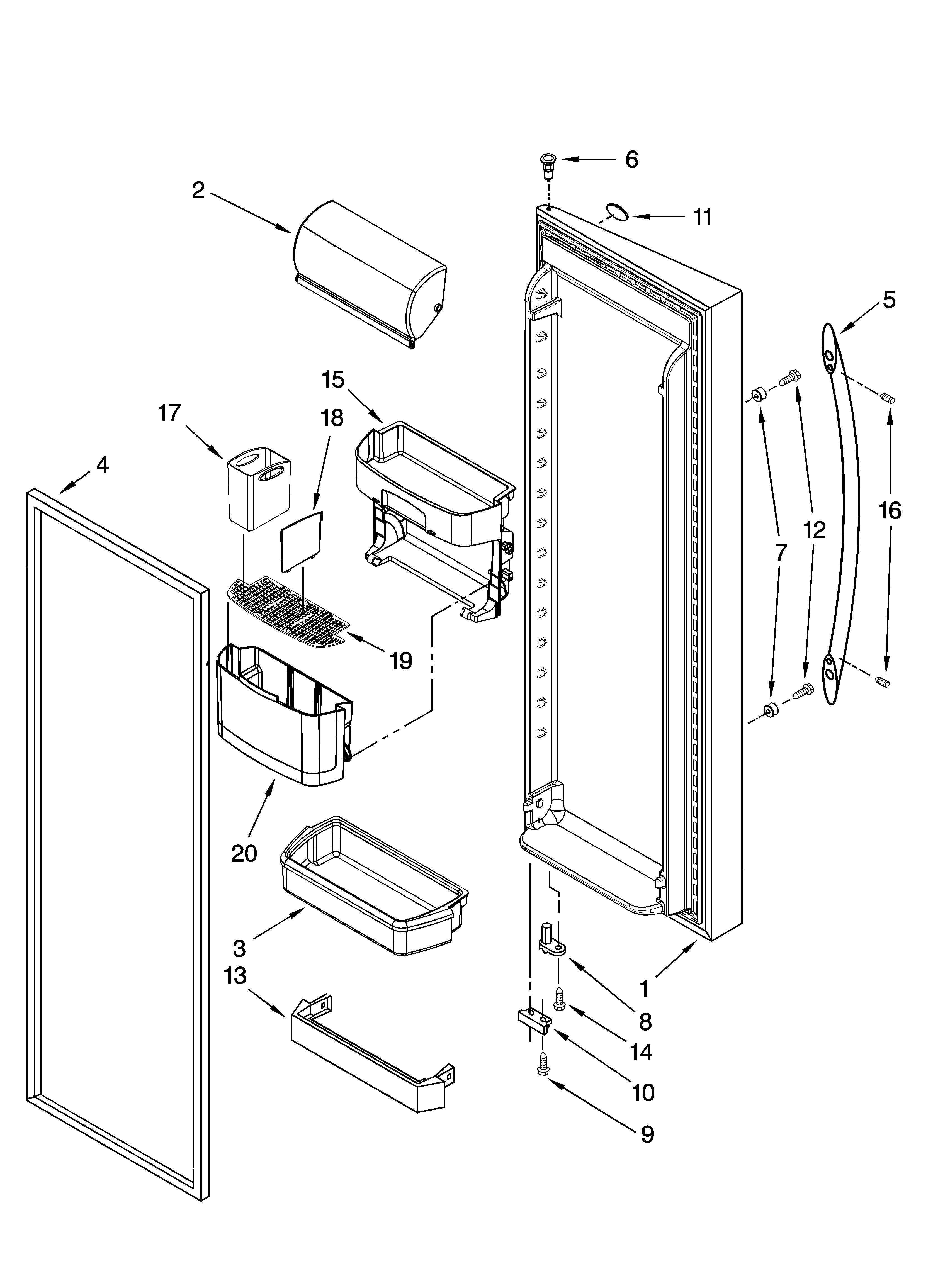 Kenmore Elite 10657876800 refrigerator door parts diagram