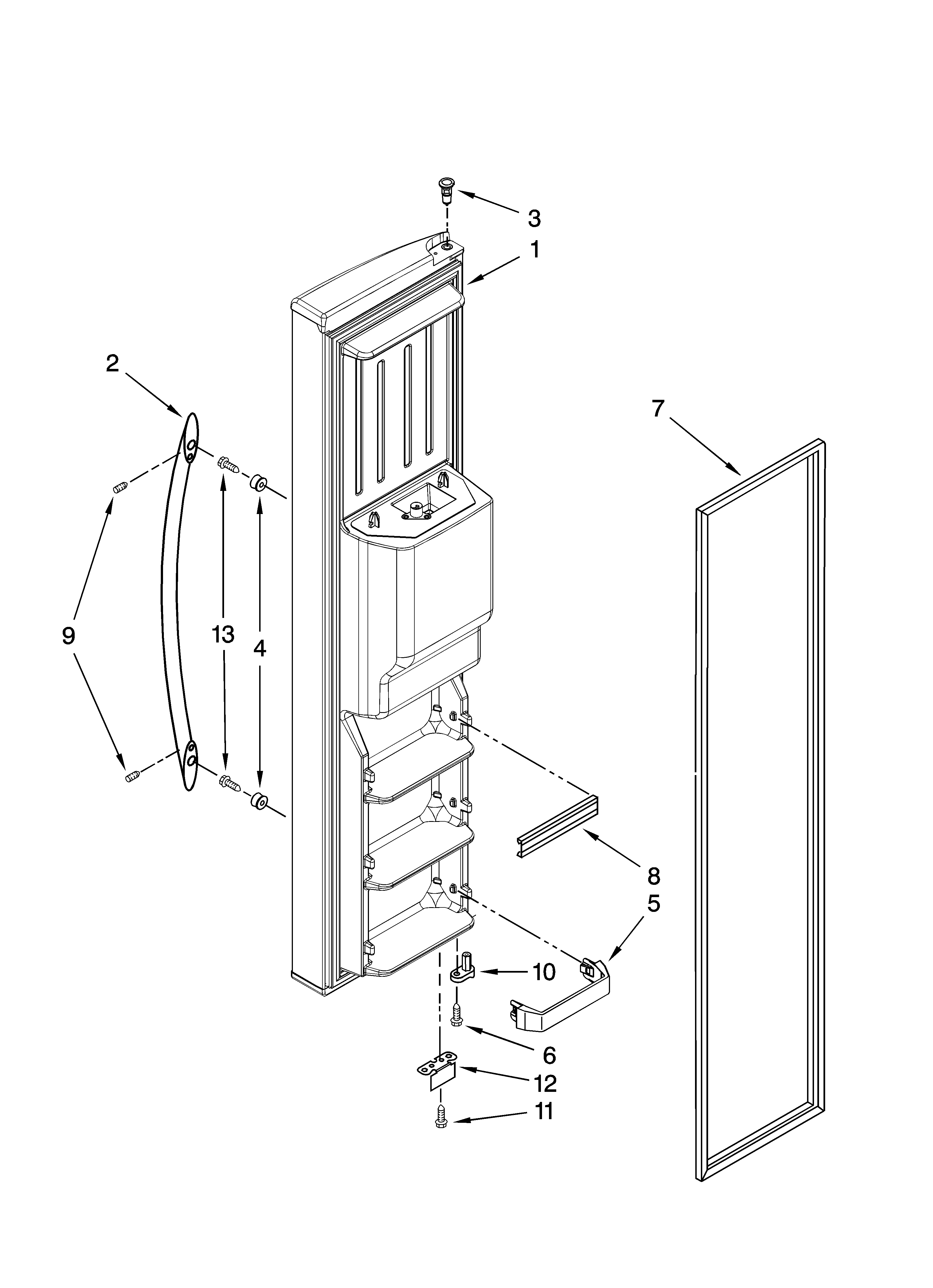 Kenmore Elite 10657876800 freezer door parts diagram