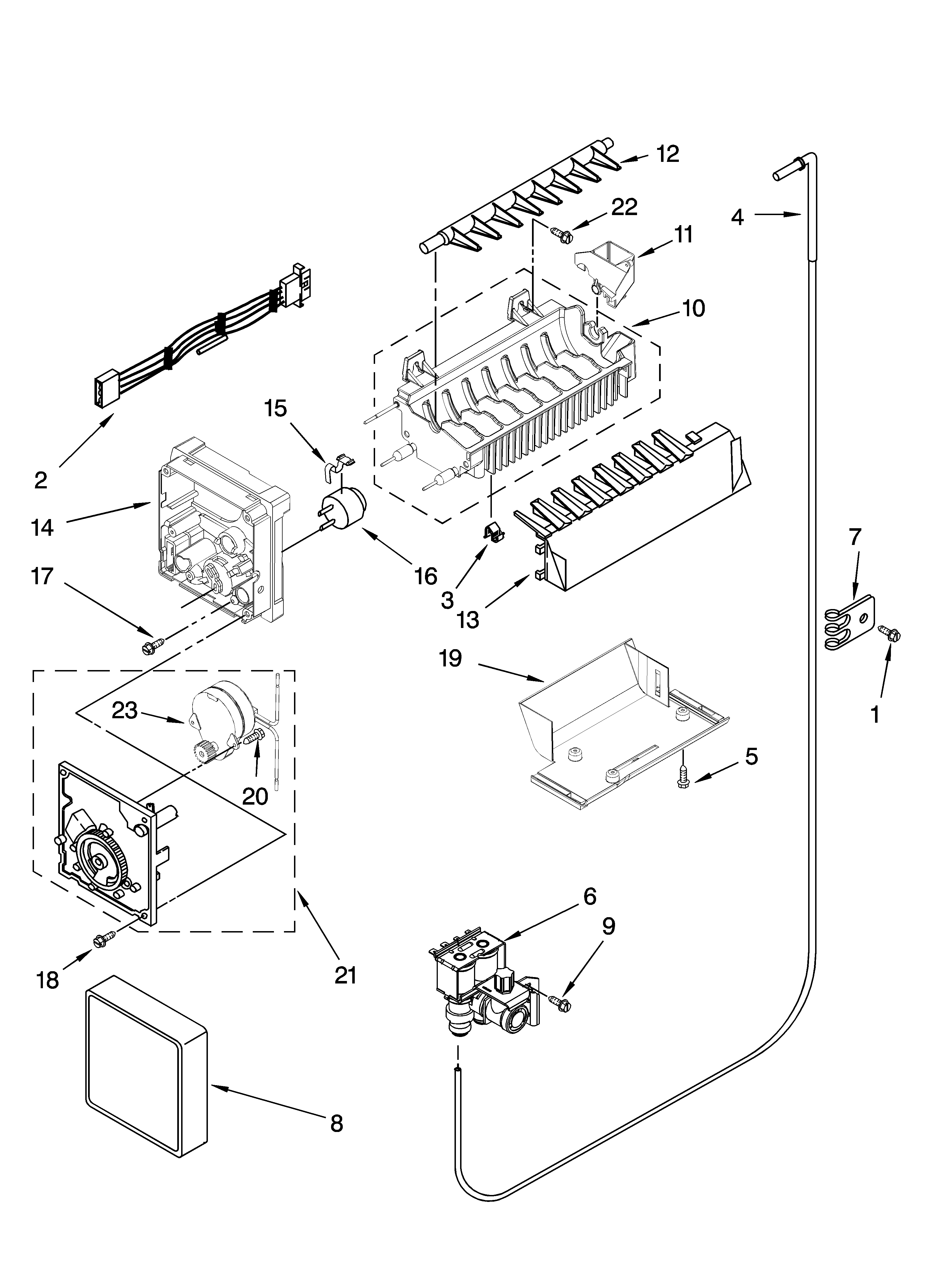 Kenmore Elite 10657876800 icemaker parts diagram