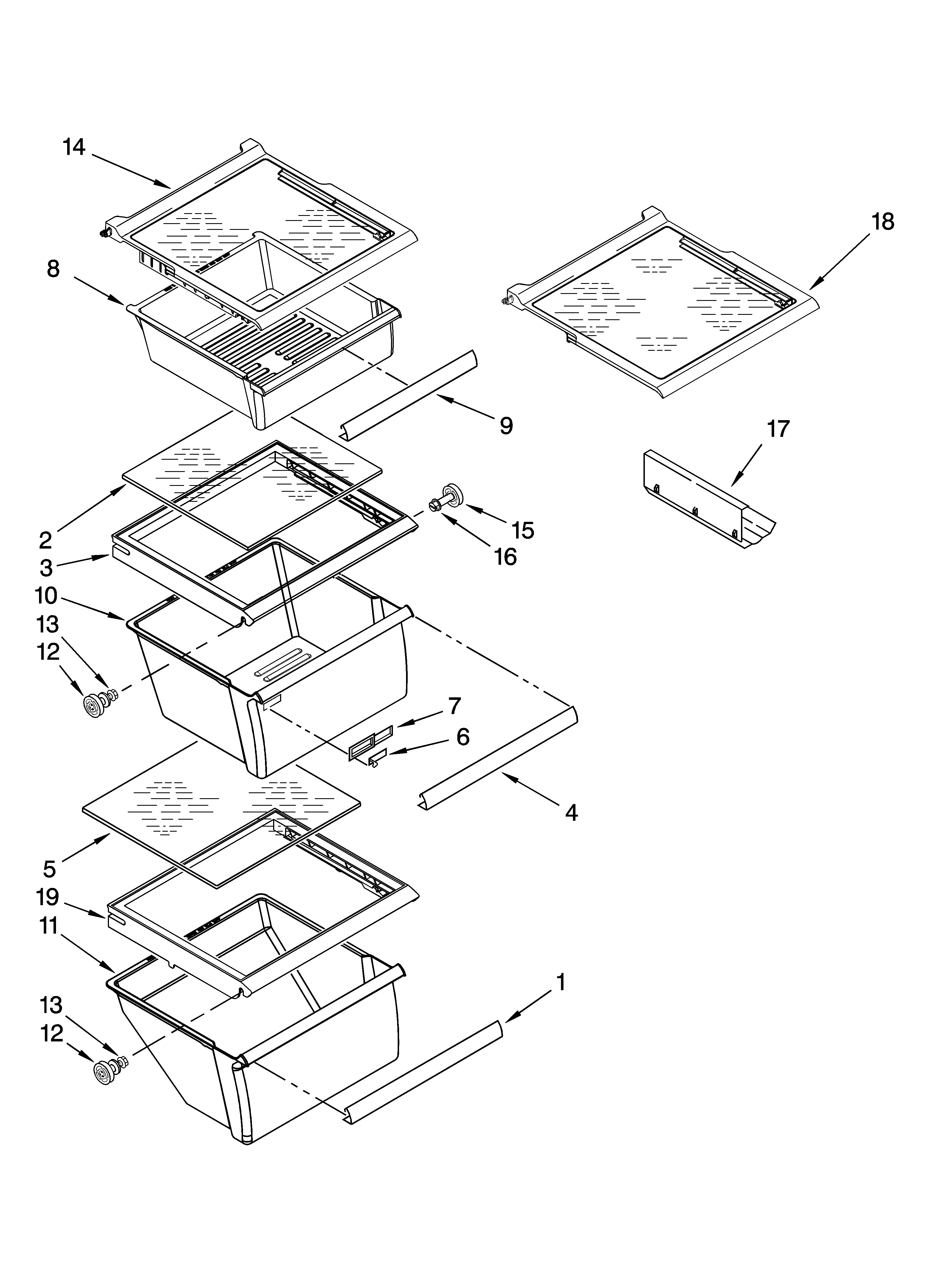 Kenmore 10658142800 refrigerator shelf parts diagram