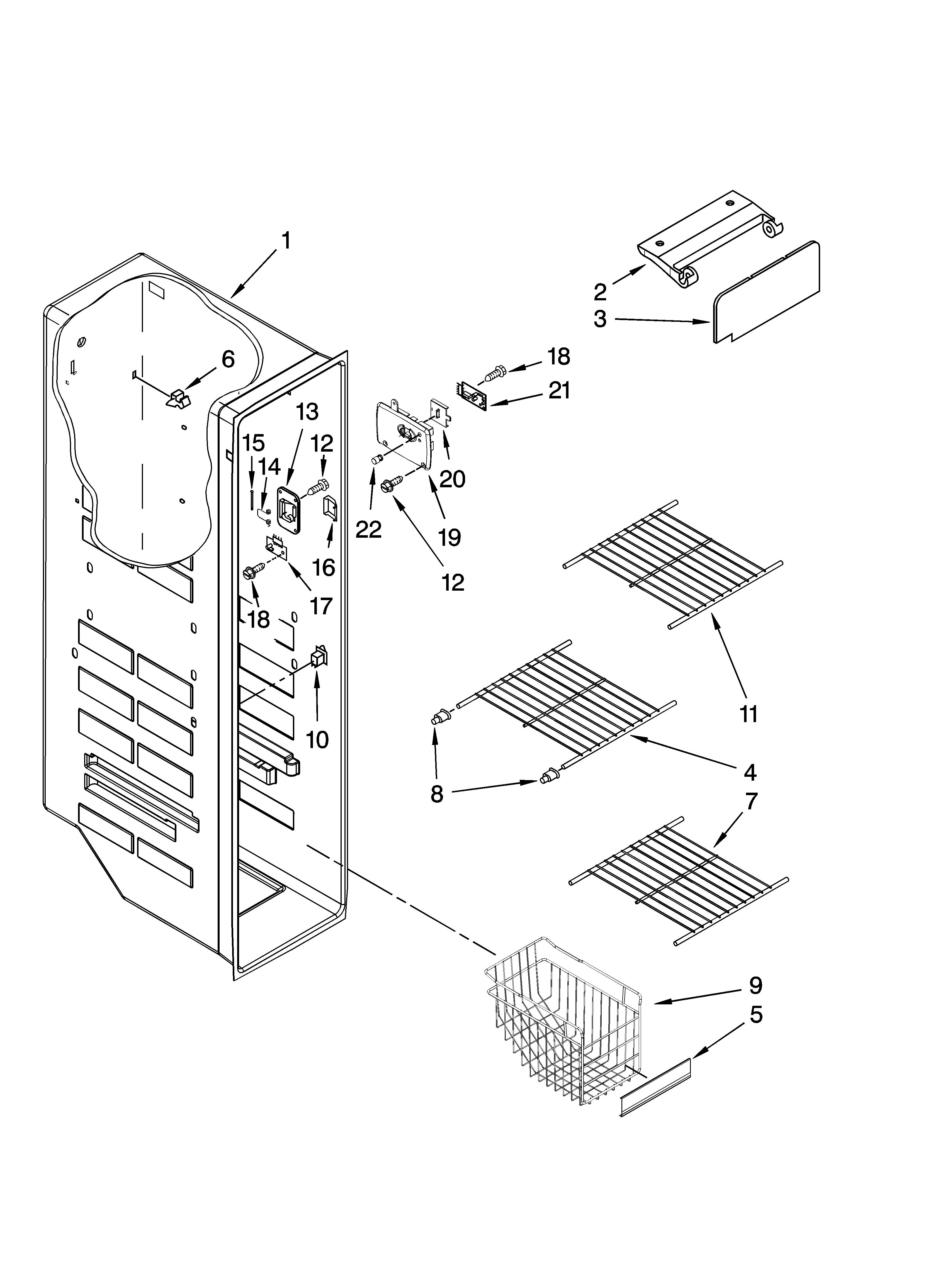 Kenmore 10658142800 freezer liner parts diagram